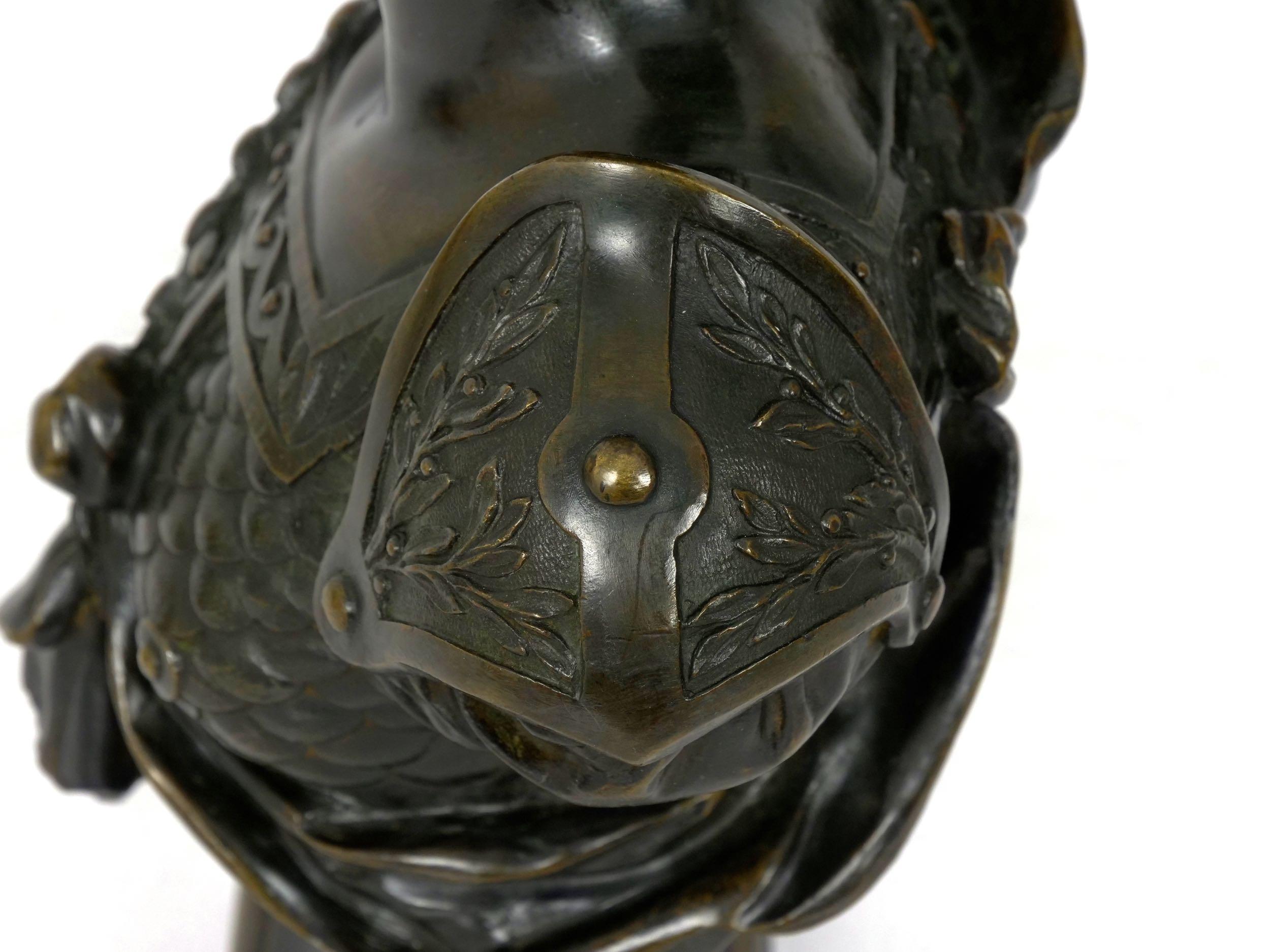 Grand Tour Antique Bronze Sculpture “Bust of Achilles”, 19th Century 8