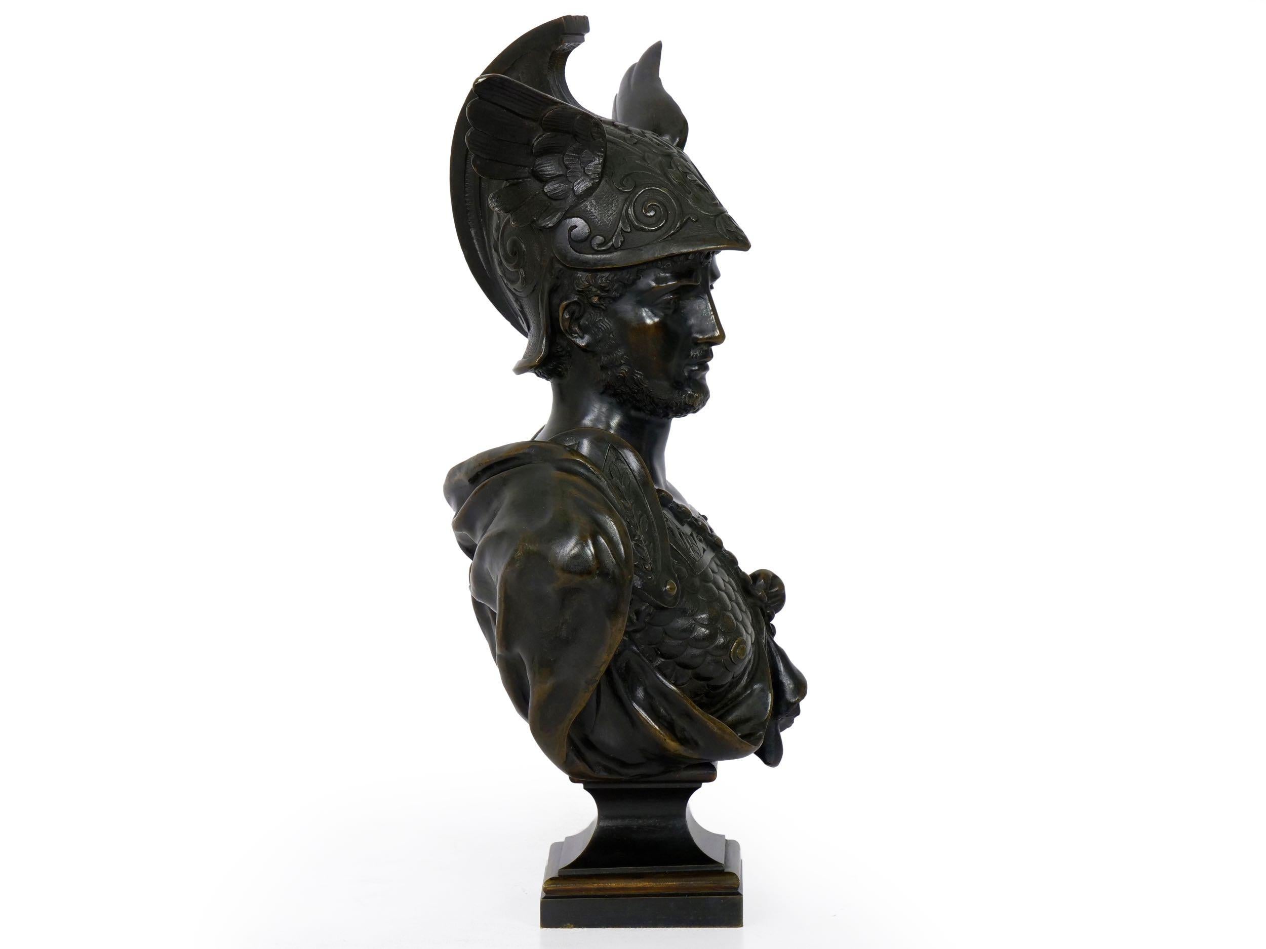 French Grand Tour Antique Bronze Sculpture “Bust of Achilles”, 19th Century