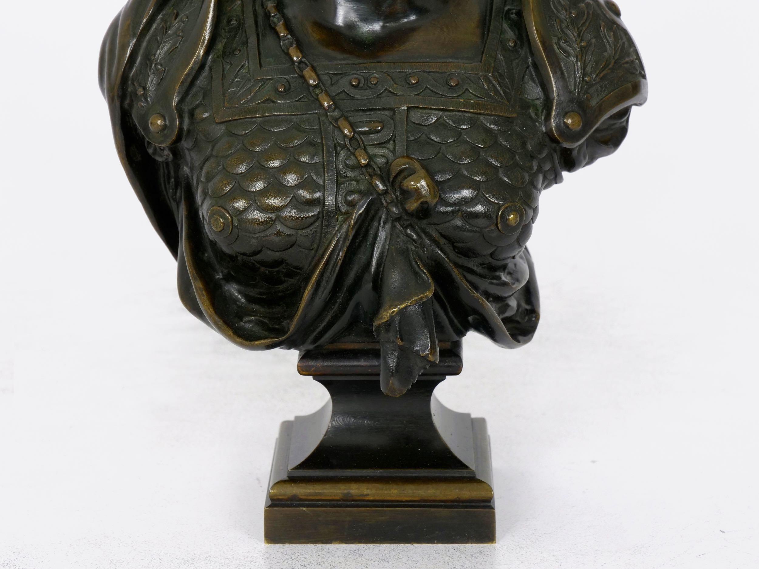 Grand Tour Antique Bronze Sculpture “Bust of Achilles”, 19th Century 1