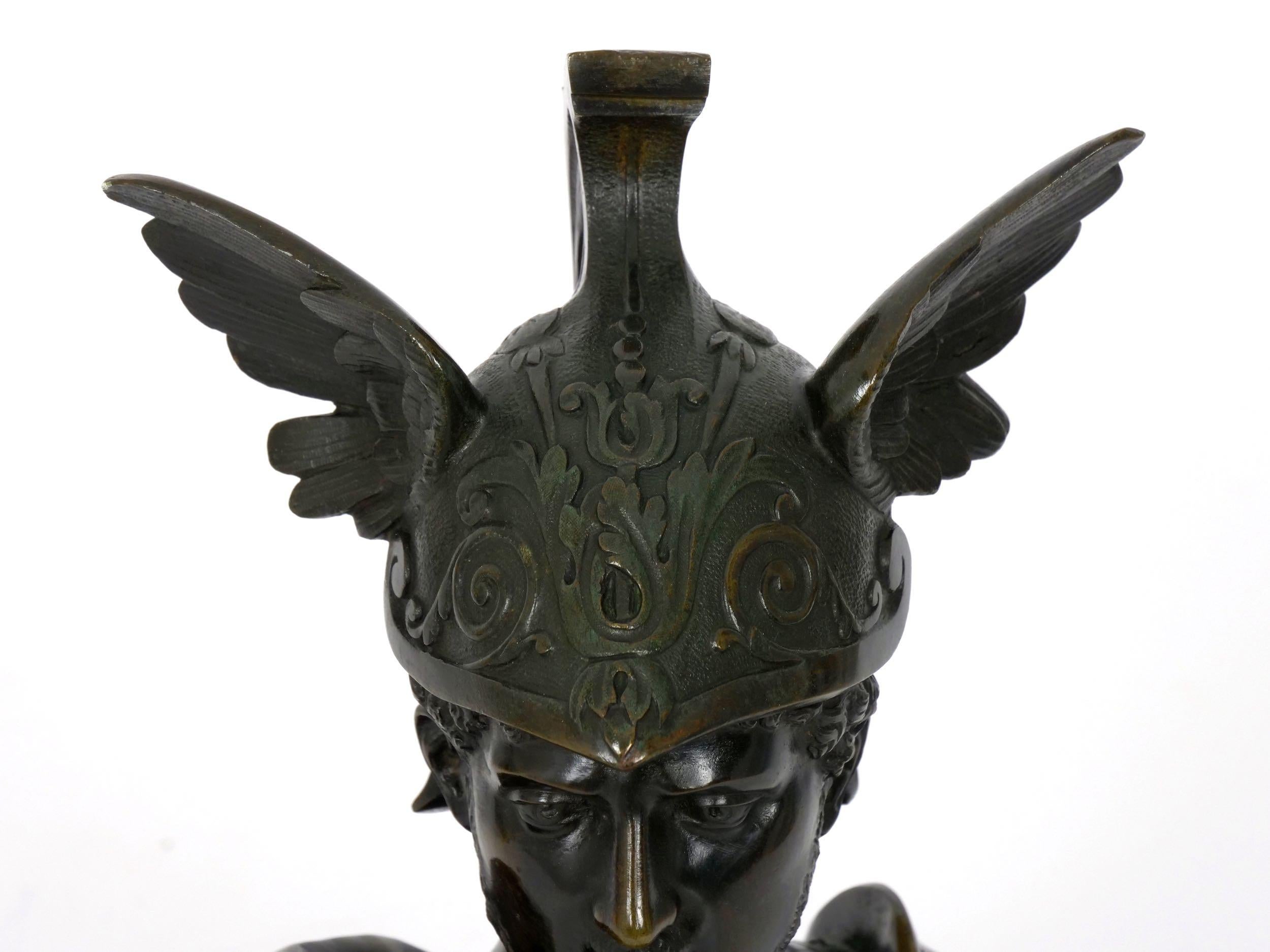 Grand Tour Antique Bronze Sculpture “Bust of Achilles”, 19th Century 2