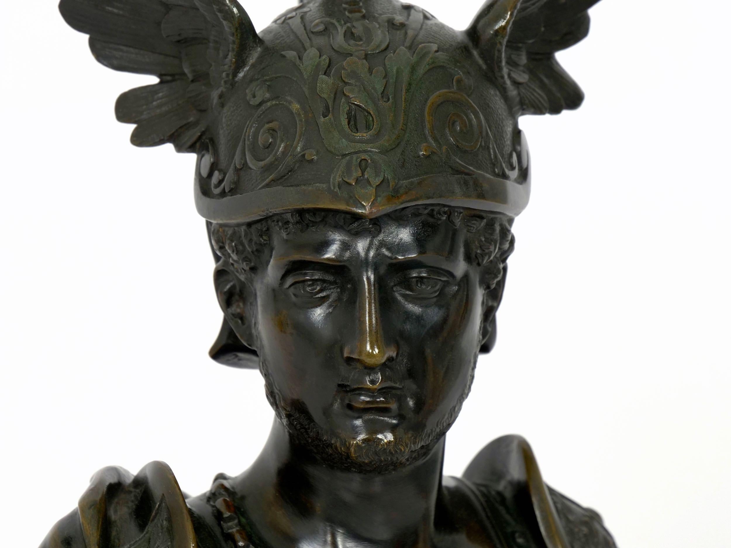 Grand Tour Antique Bronze Sculpture “Bust of Achilles”, 19th Century 3