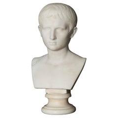 Grand Tour Buste en marbre italien sculpté du jeune César Auguste