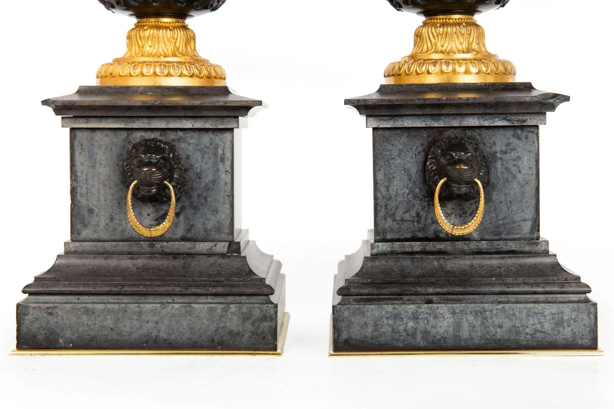 Grand Tour Antique Patinated Bronze “Townley” Vases Urns circa 1870, a Pair 9