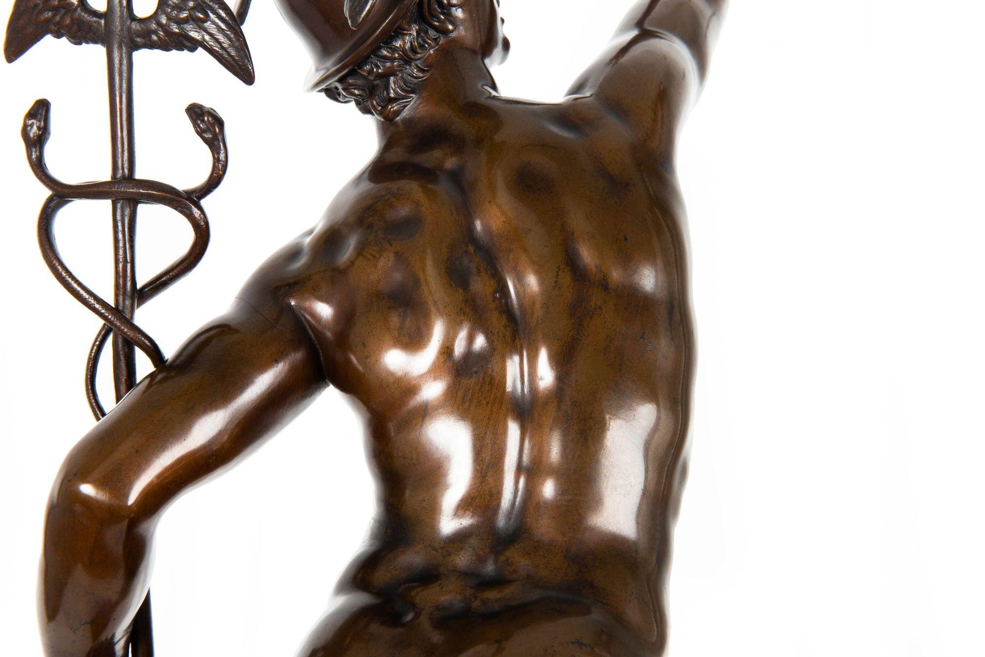 Grand Tour Barbedienne French Bronze Sculpture “Mercury” after Giambologna 4