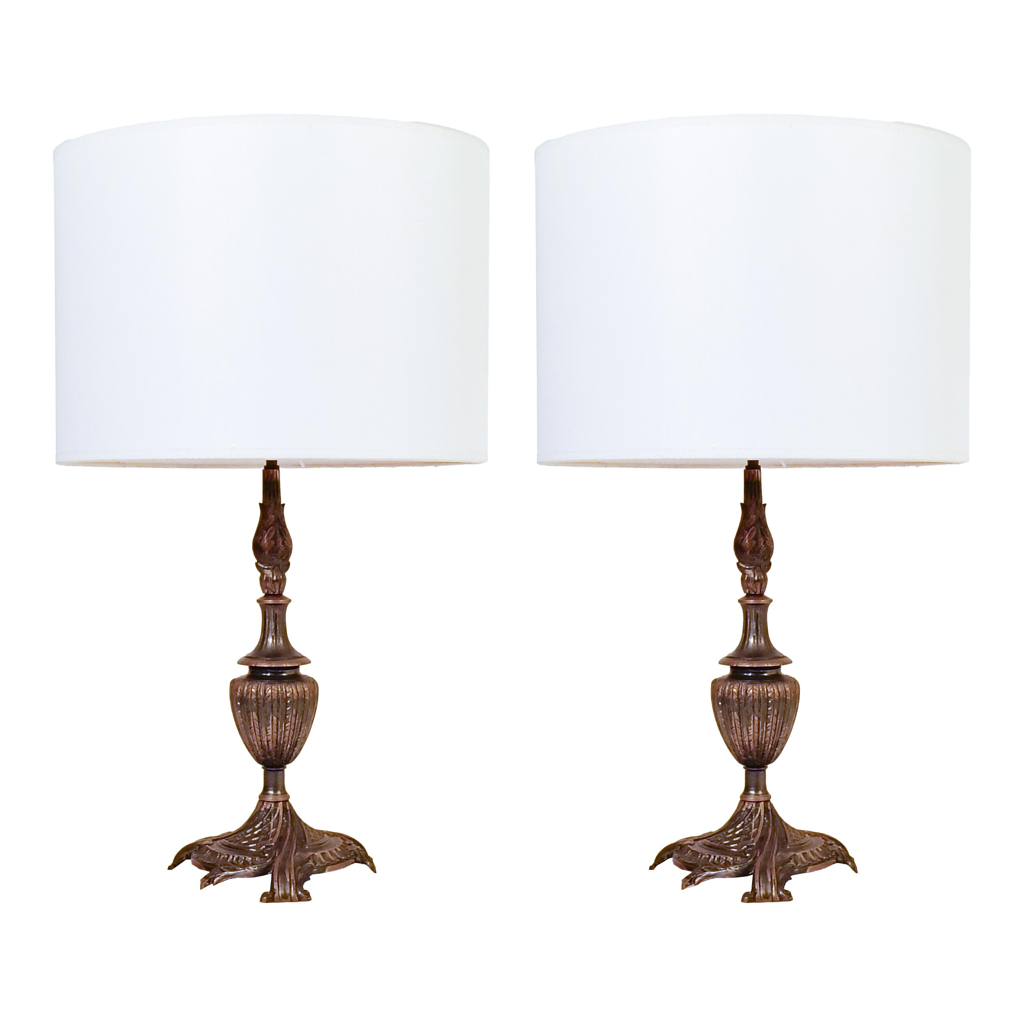 Grand Tour. Baroque style bronze table lamps, Italy, 1920s For Sale 2