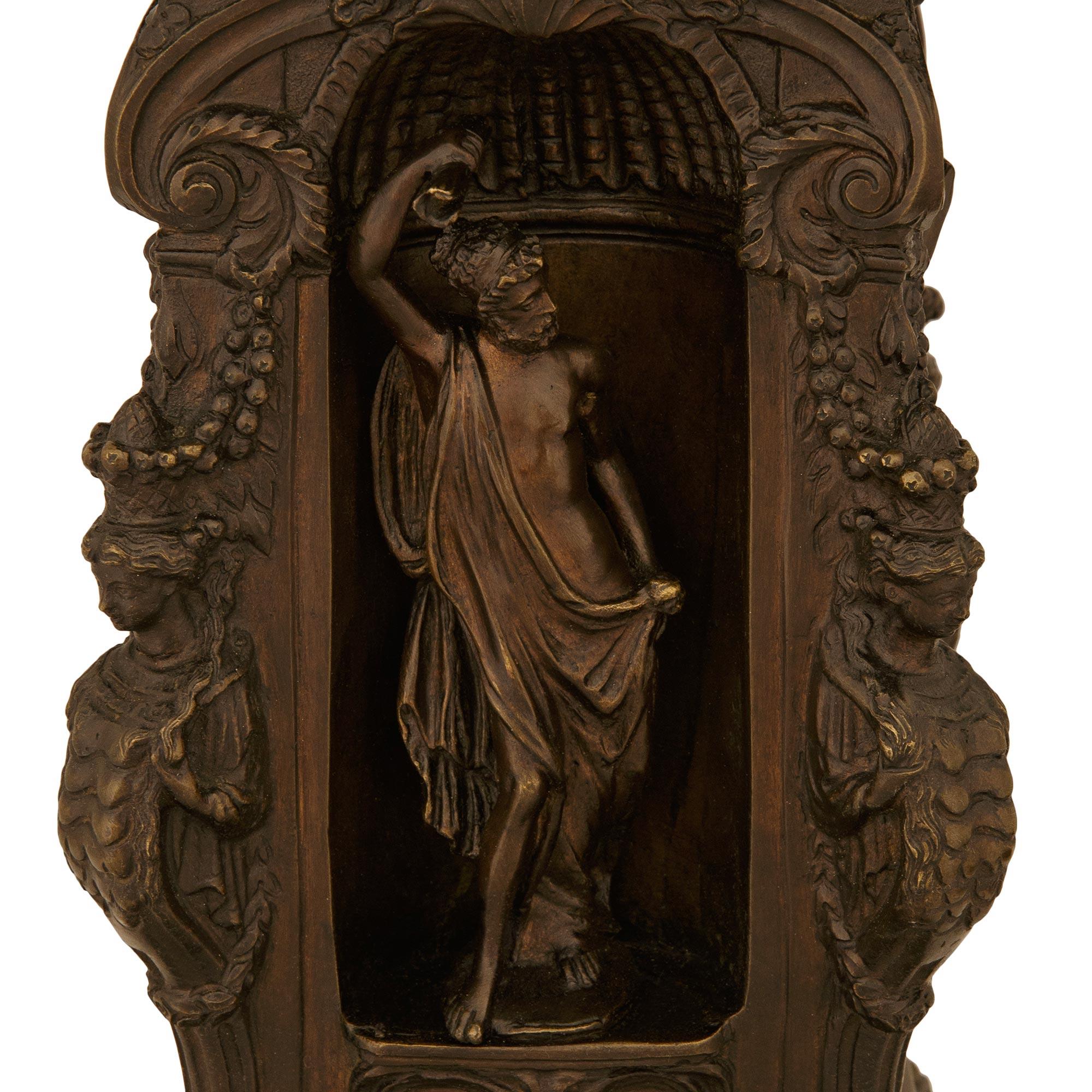 Grand Tour Black Belgian, Verde Antico Marble Statue of Perseus and Medusa For Sale 4