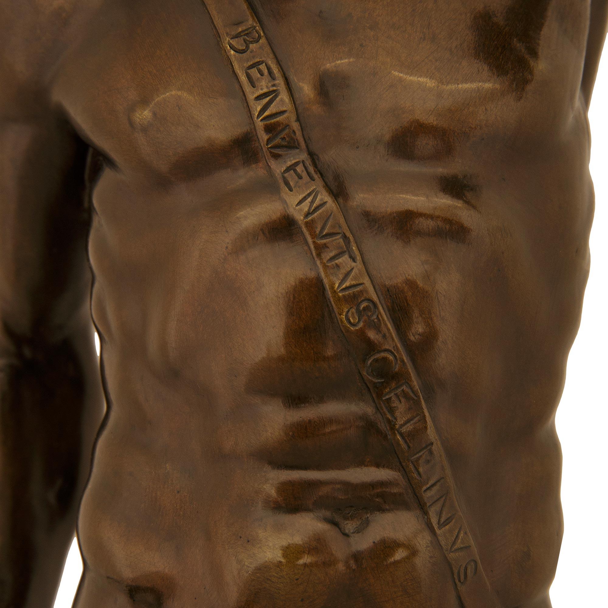 Bronze Grand Tour Black Belgian, Verde Antico Marble Statue of Perseus and Medusa For Sale
