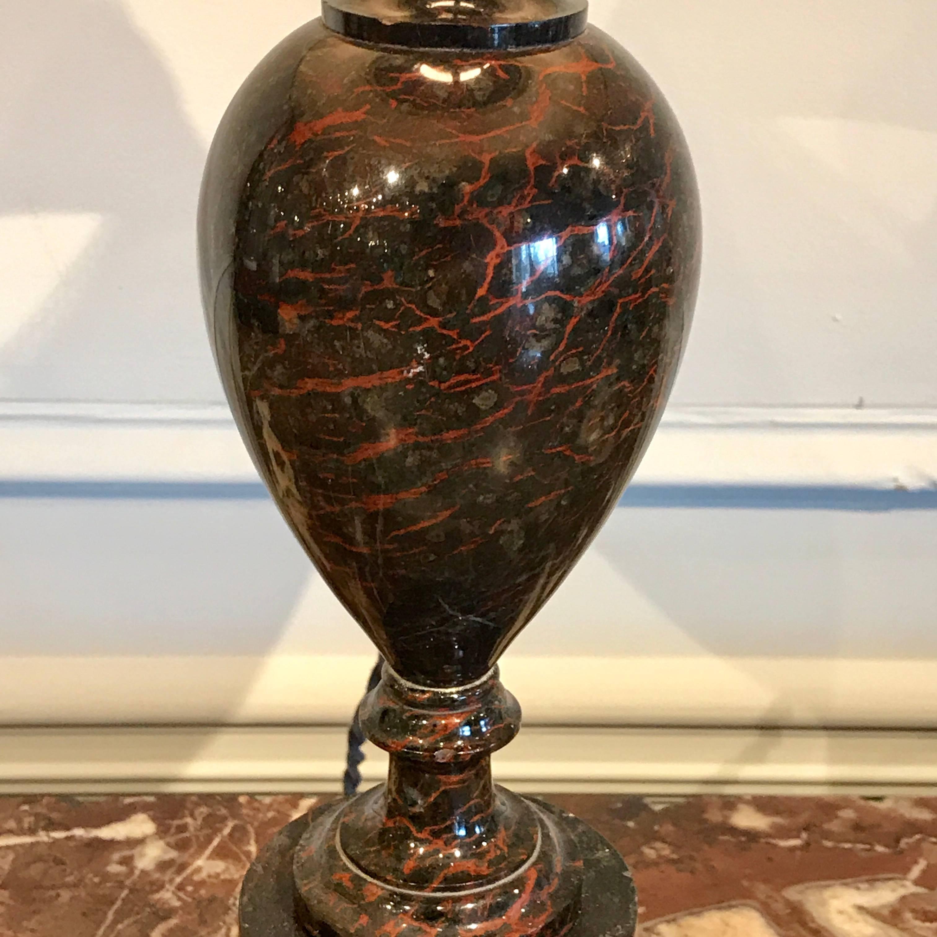 19th Century Grand Tour Bloodstone Marble Bouillotte Lamp