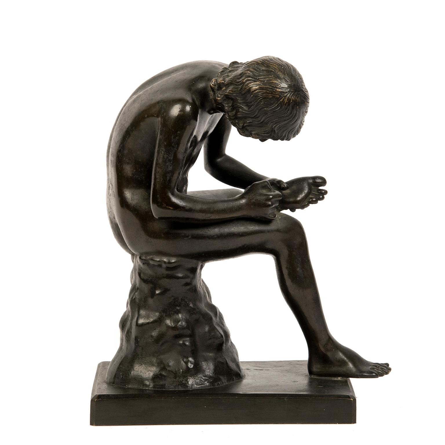 Italian Grand Tour “Boy with Thorn” or Spinario Bronze Sculpture