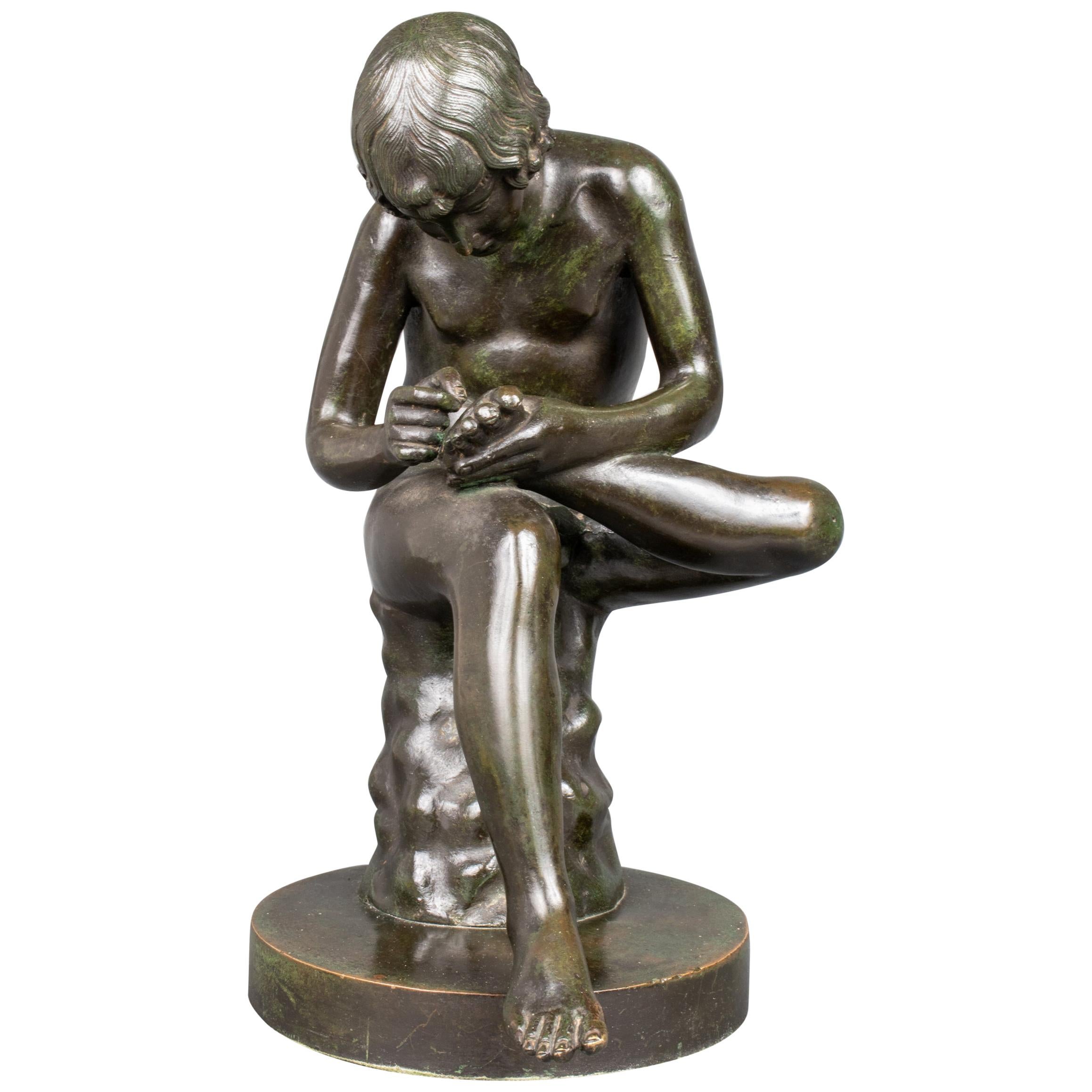 Grand Tour "Boy With Thorn" or "Spinario" Bronze Sculpture