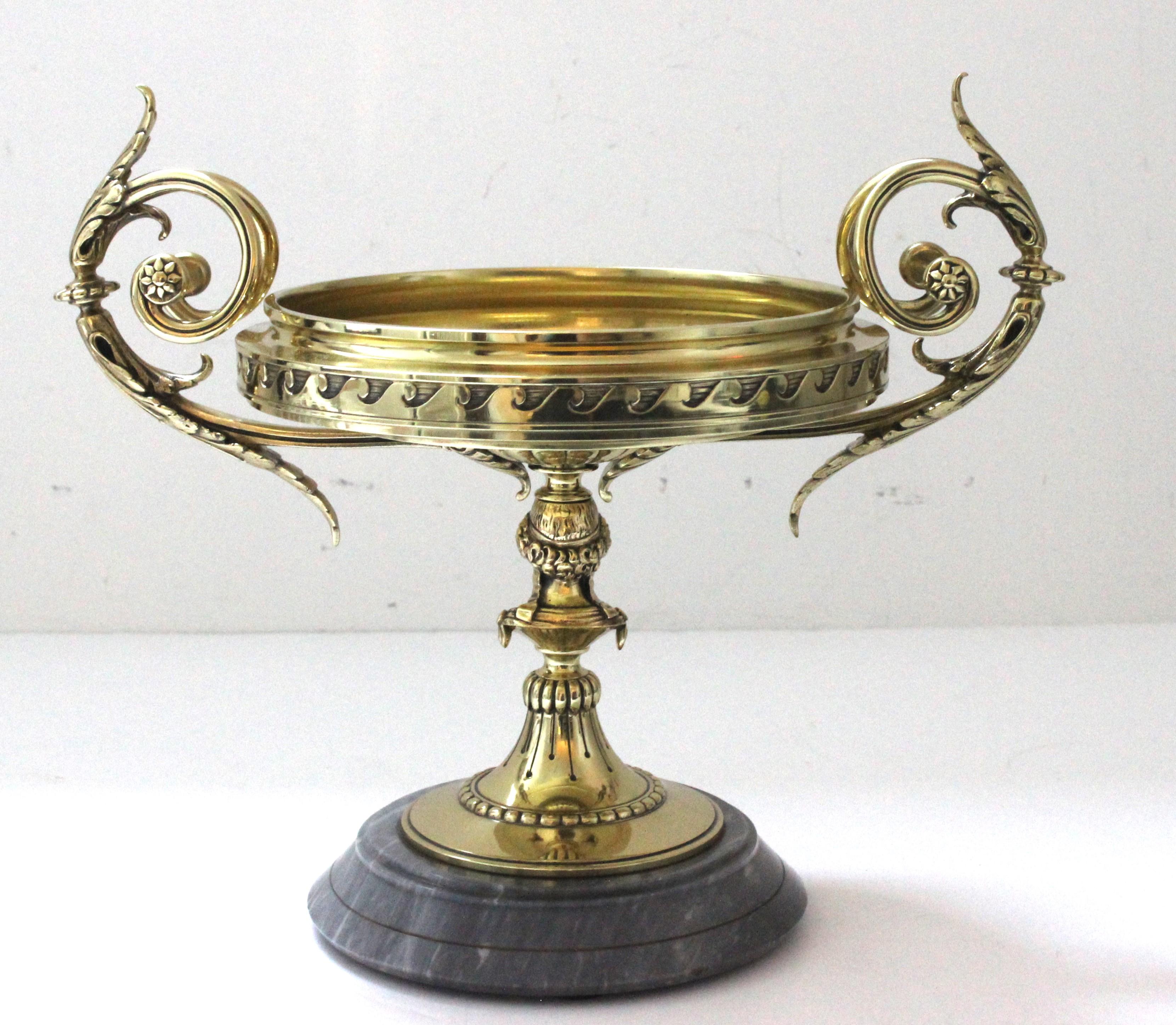 Cast Grand Tour Brass and Marble Tazza For Sale