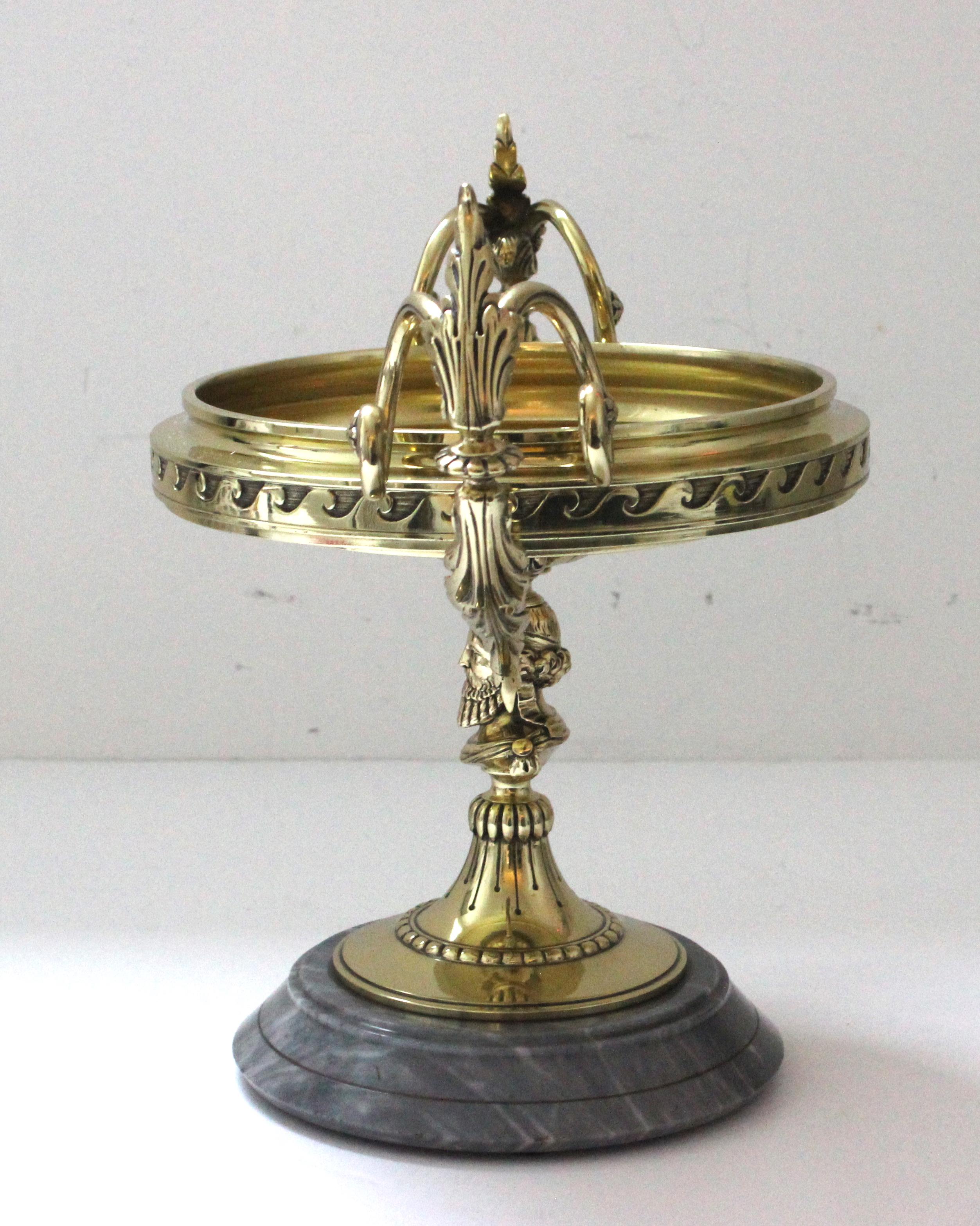 Grand Tour Brass and Marble Tazza In Good Condition For Sale In West Palm Beach, FL