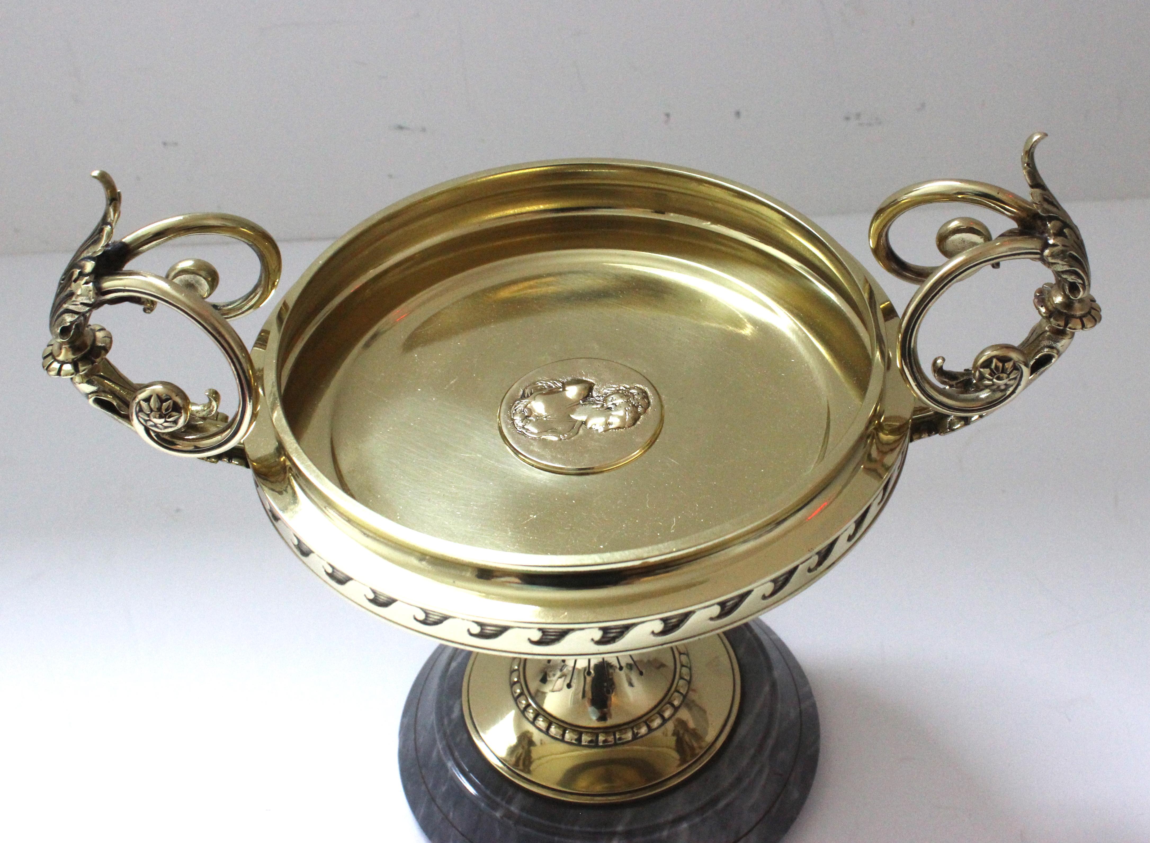 19th Century Grand Tour Brass and Marble Tazza For Sale