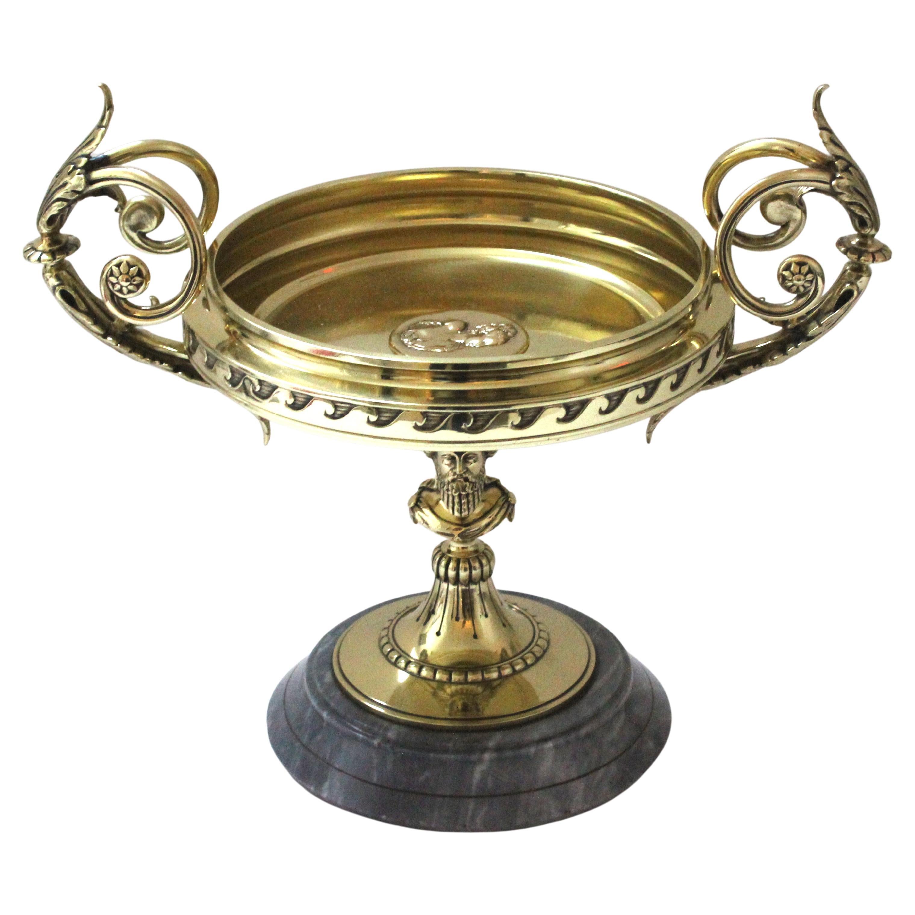 Grand Tour Brass and Marble Tazza For Sale