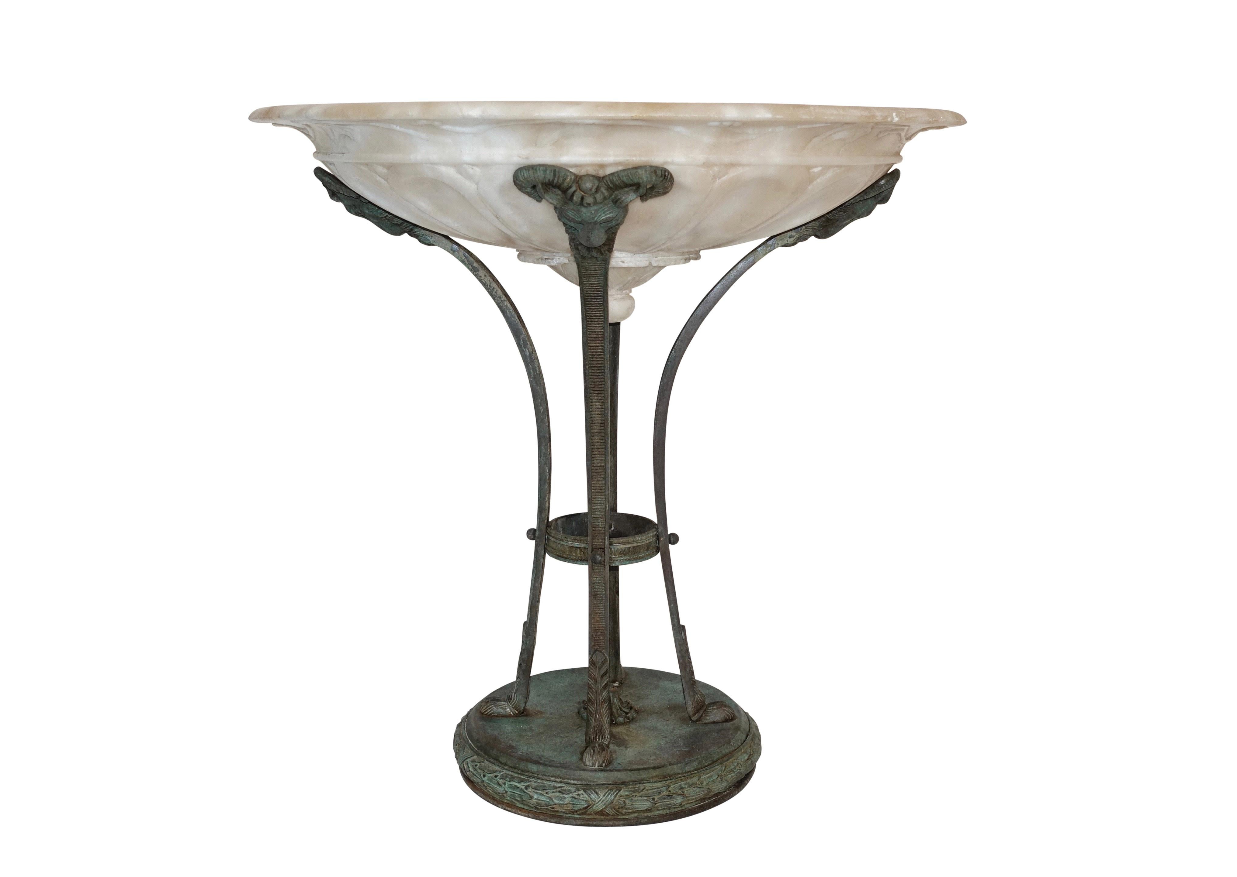 Carved Grand Tour Bronze and Alabaster Tazza, Italian, Late 19th Century For Sale