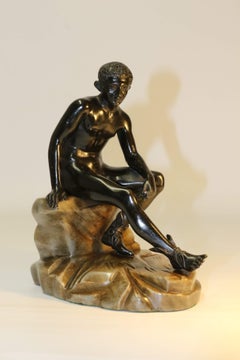 Grand Tour Bronze and Marble "Seated Hermes"