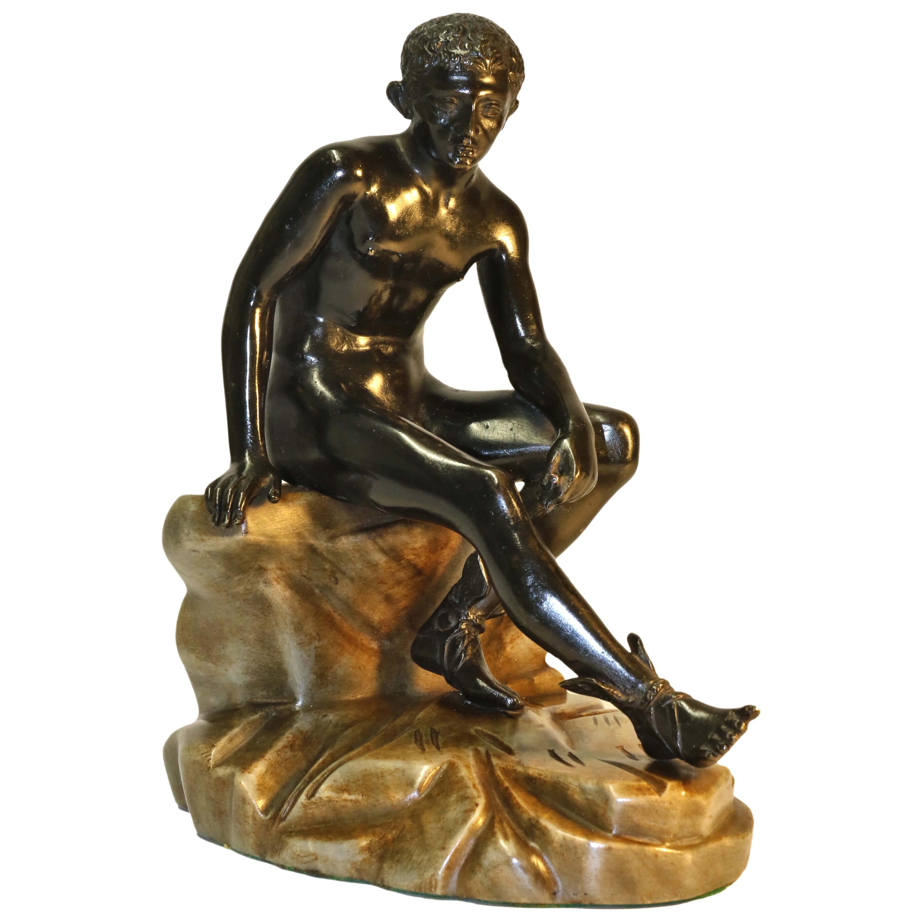Grand Tour Bronze and Marble "Seated Hermes" For Sale