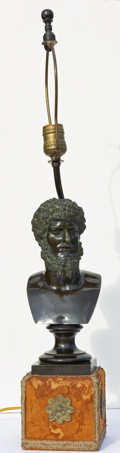 Grand Tour Bronze Bust of a Roman or Greek Man Mounted as a Lamp 19th Century