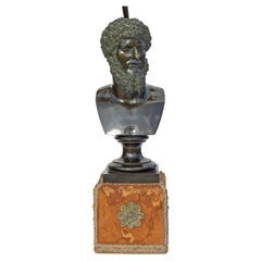 Grand Tour Bronze Bust of a Roman or Greek Man Mounted as a Lamp 19th Century