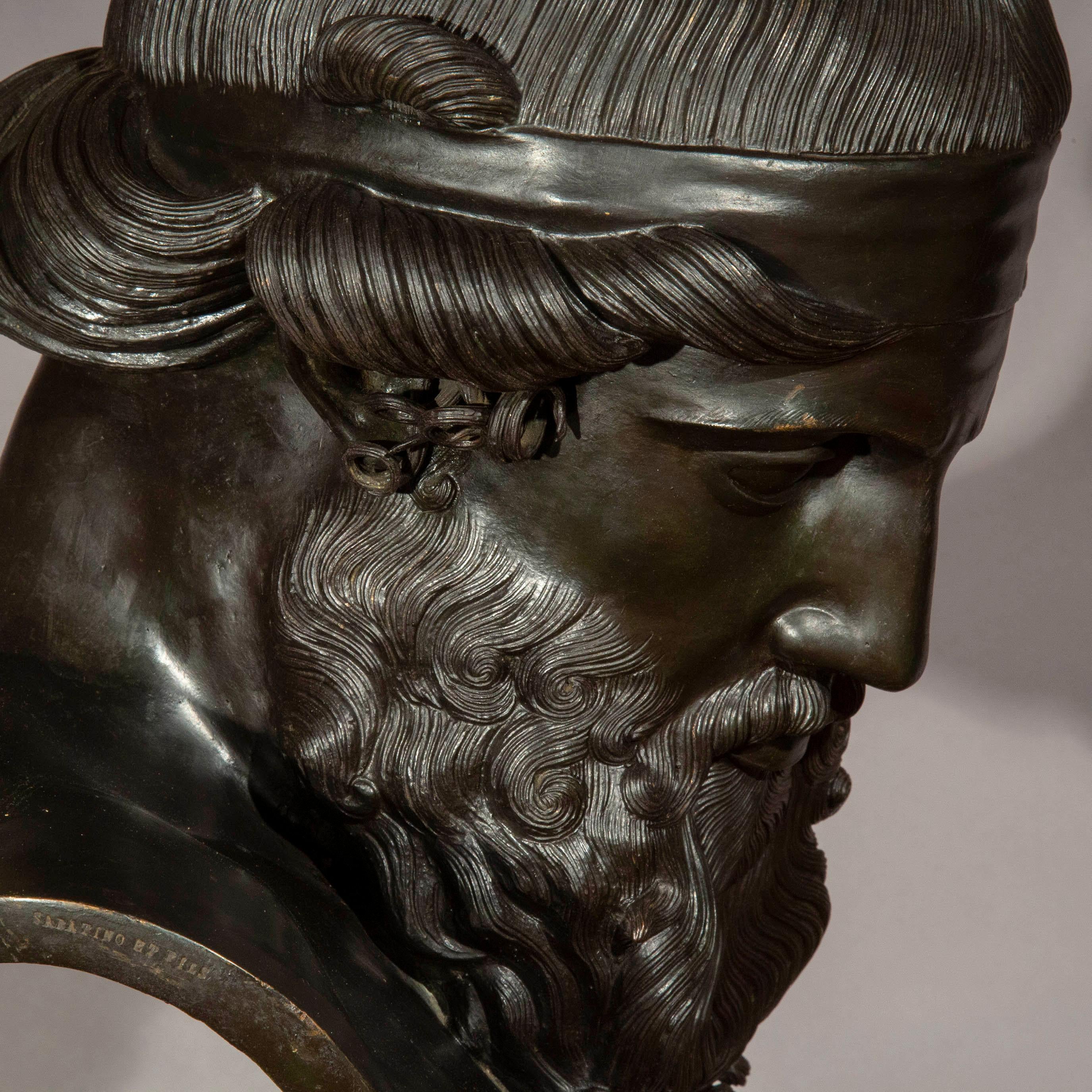 Classical Roman 19th Century Bronze Bust of Dionysus by Sabatino de Angelis For Sale