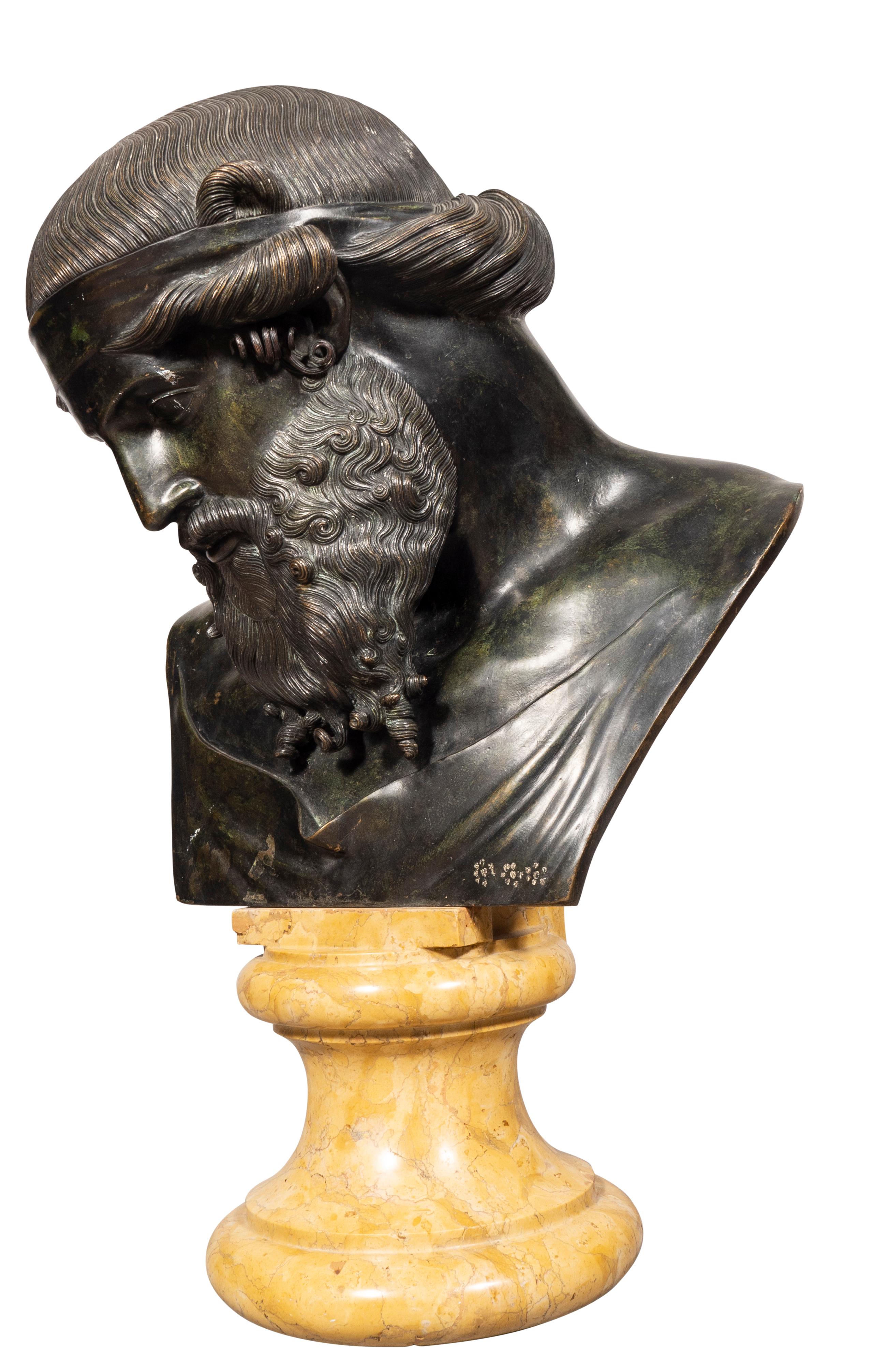 18th Century and Earlier Grand Tour Bronze Bust of Dionysus of the Villa of the Papyri For Sale