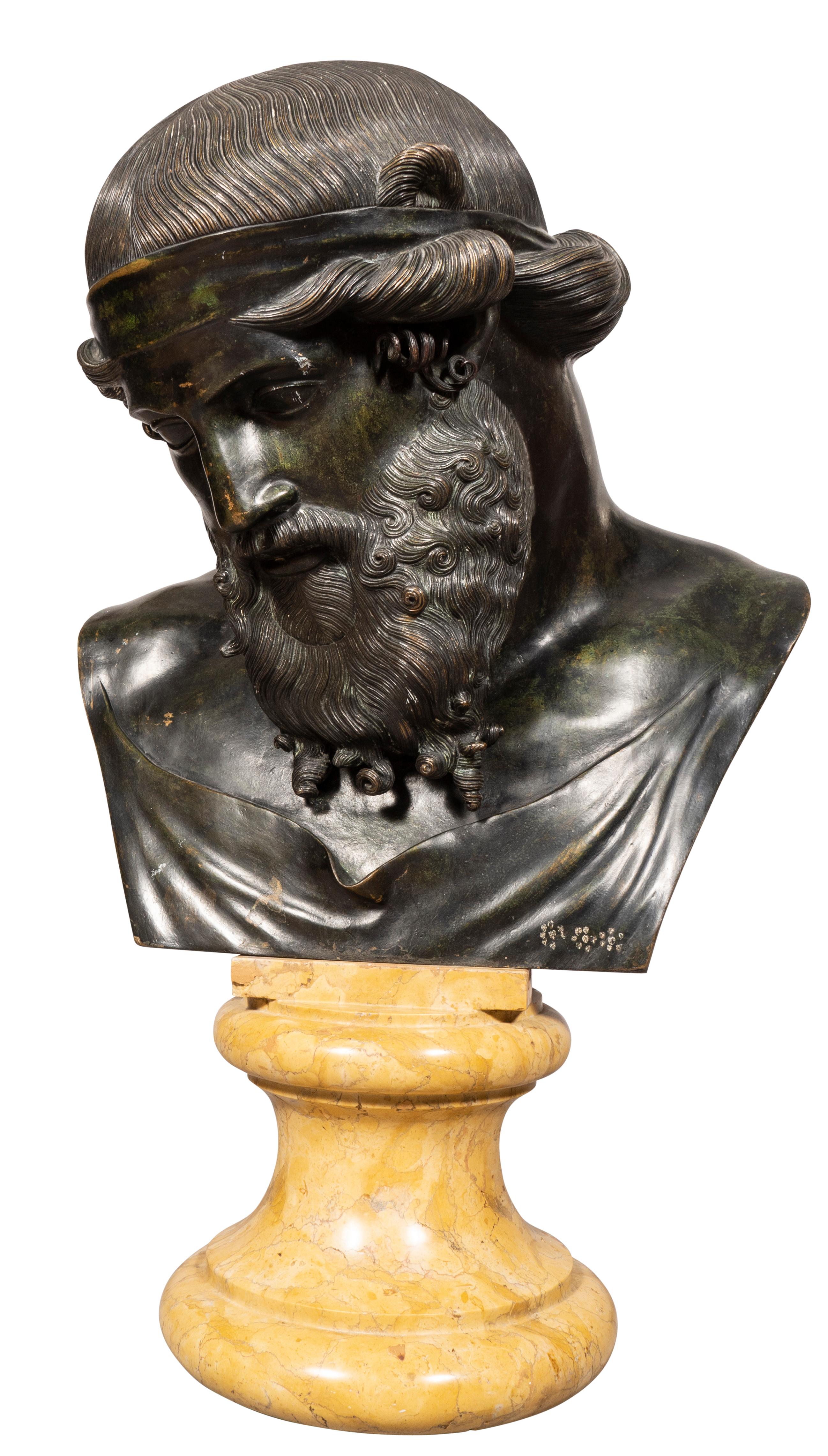 Grand Tour Bronze Bust of Dionysus of the Villa of the Papyri For Sale 1