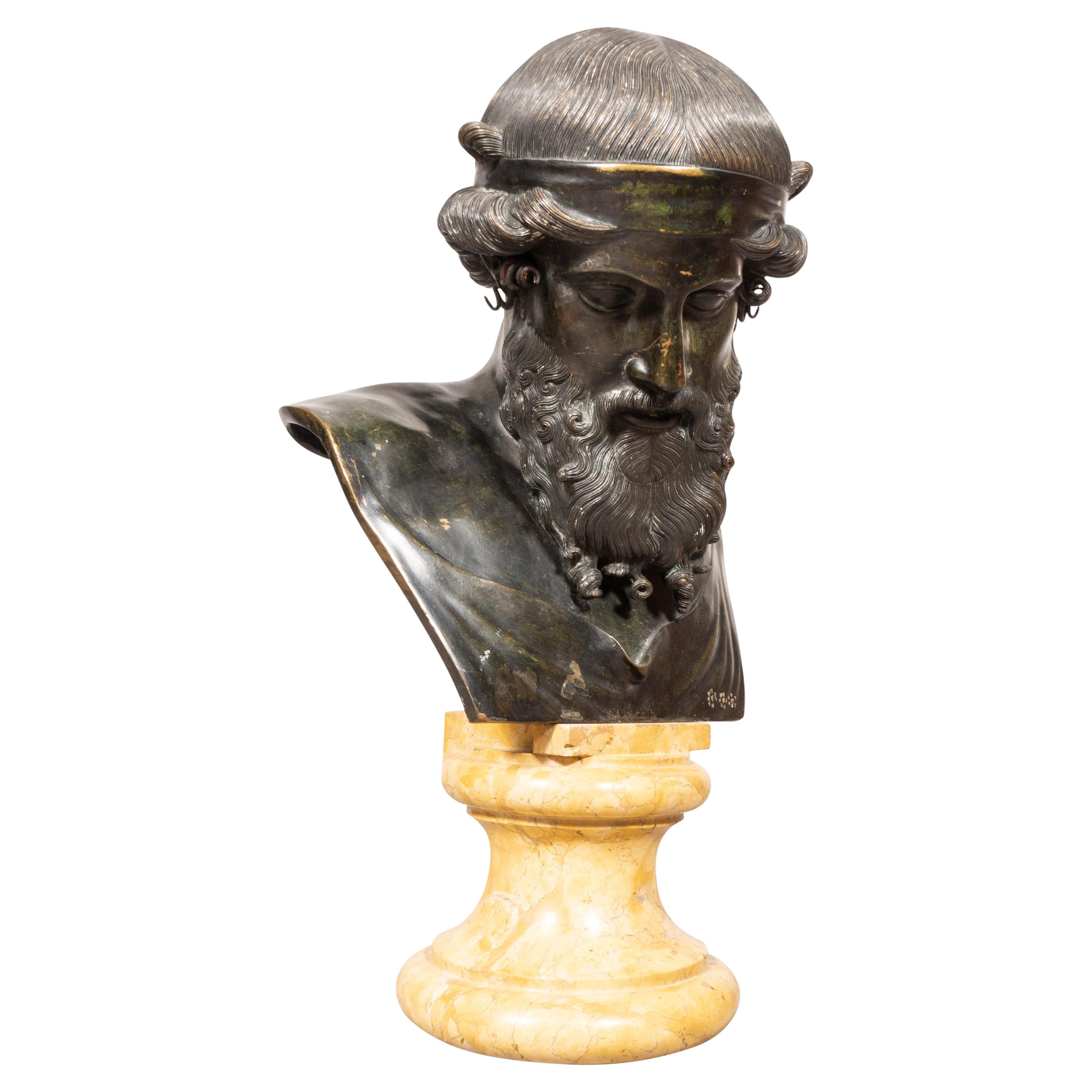 Grand Tour Bronze Bust of Dionysus of the Villa of the Papyri For Sale
