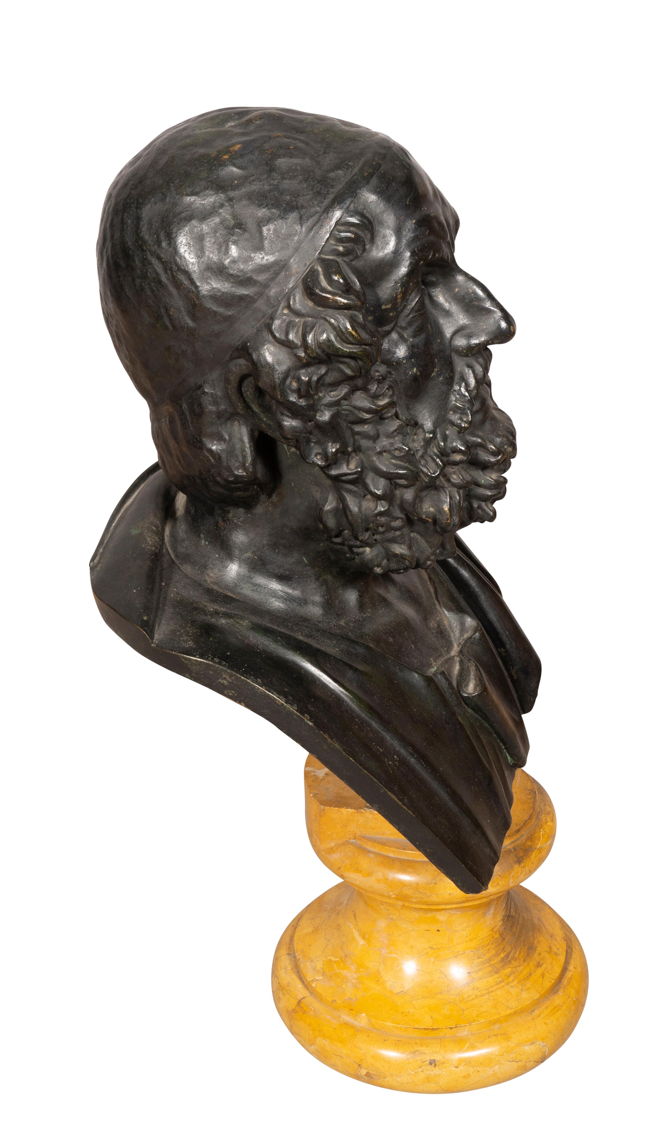 Italian Grand Tour Bronze Bust of Homer For Sale