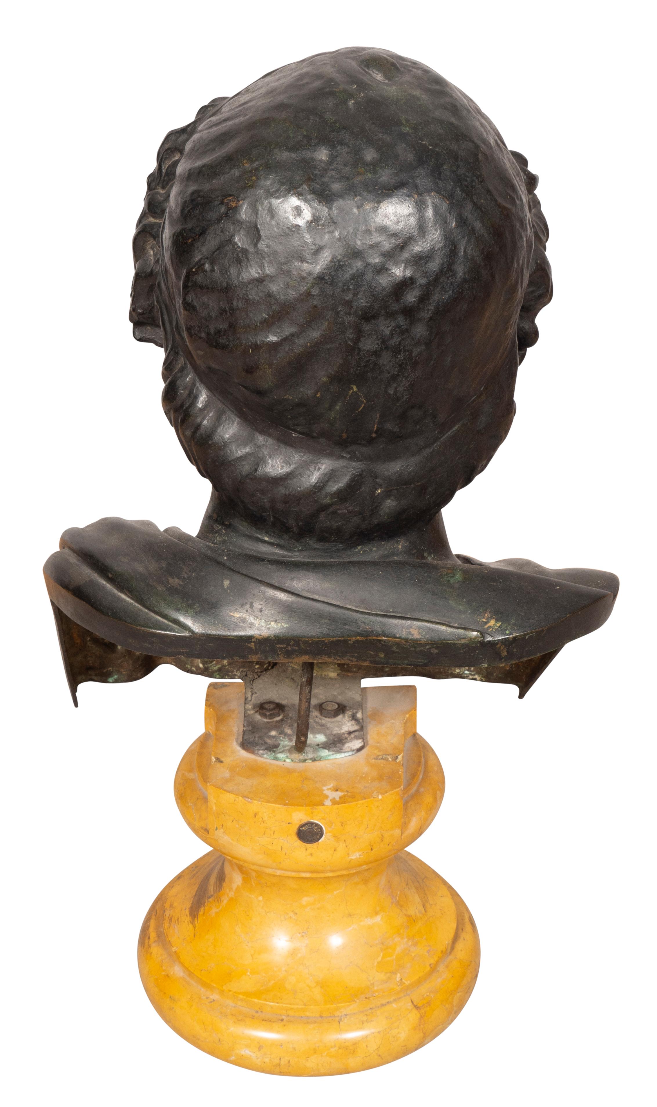 19th Century Grand Tour Bronze Bust of Homer For Sale