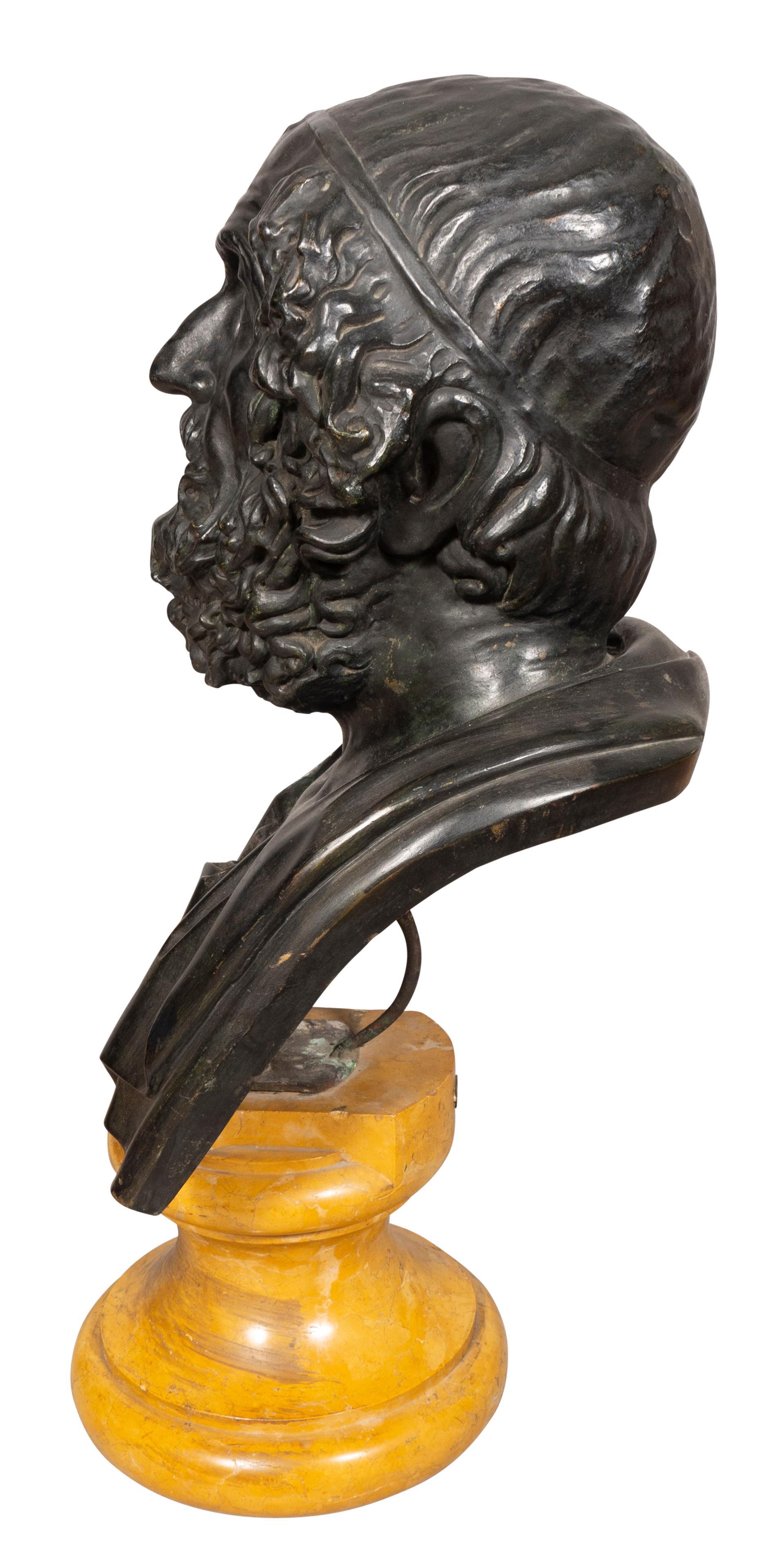 Grand Tour Buste en bronze d'Homer Bon état - En vente à Essex, MA