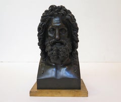 Grand Tour Bronze Bust of Jupiter on Sienna Marble Base