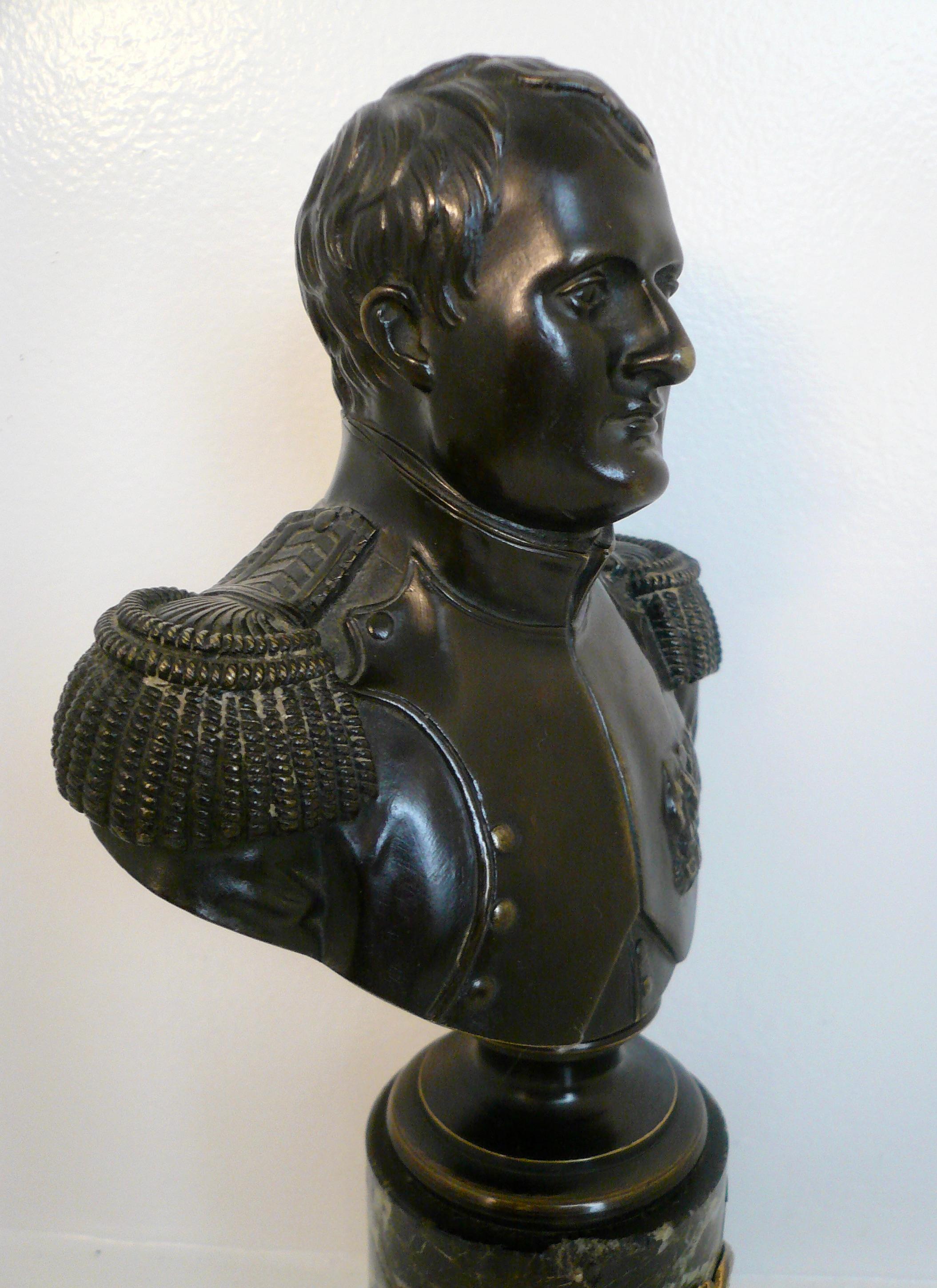 Grand Tour Bronze Bust of Napoleon on Marble Base In Good Condition In Pittsburgh, PA