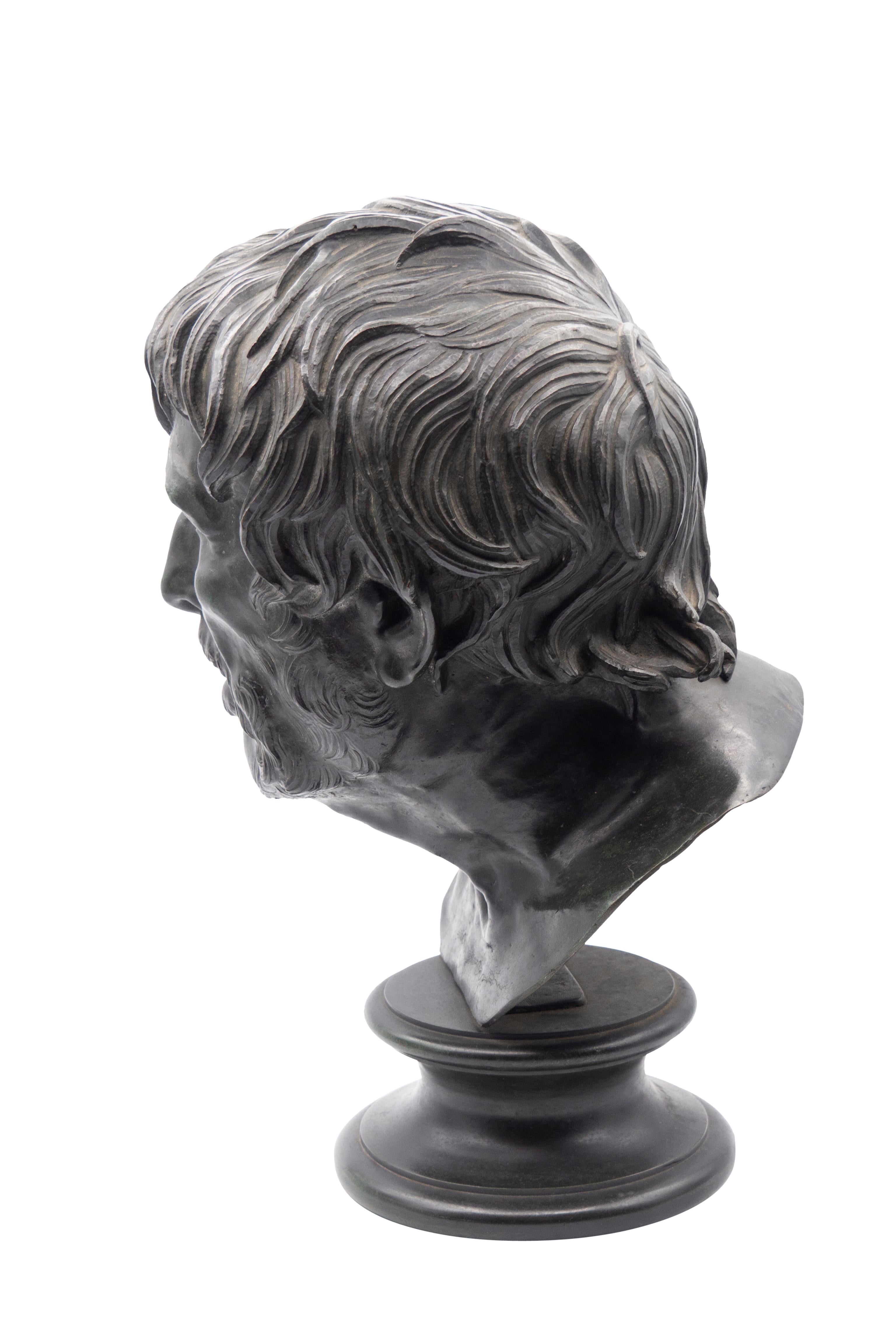 Grand Tour Bronze Bust of Seneca In Good Condition For Sale In Essex, MA