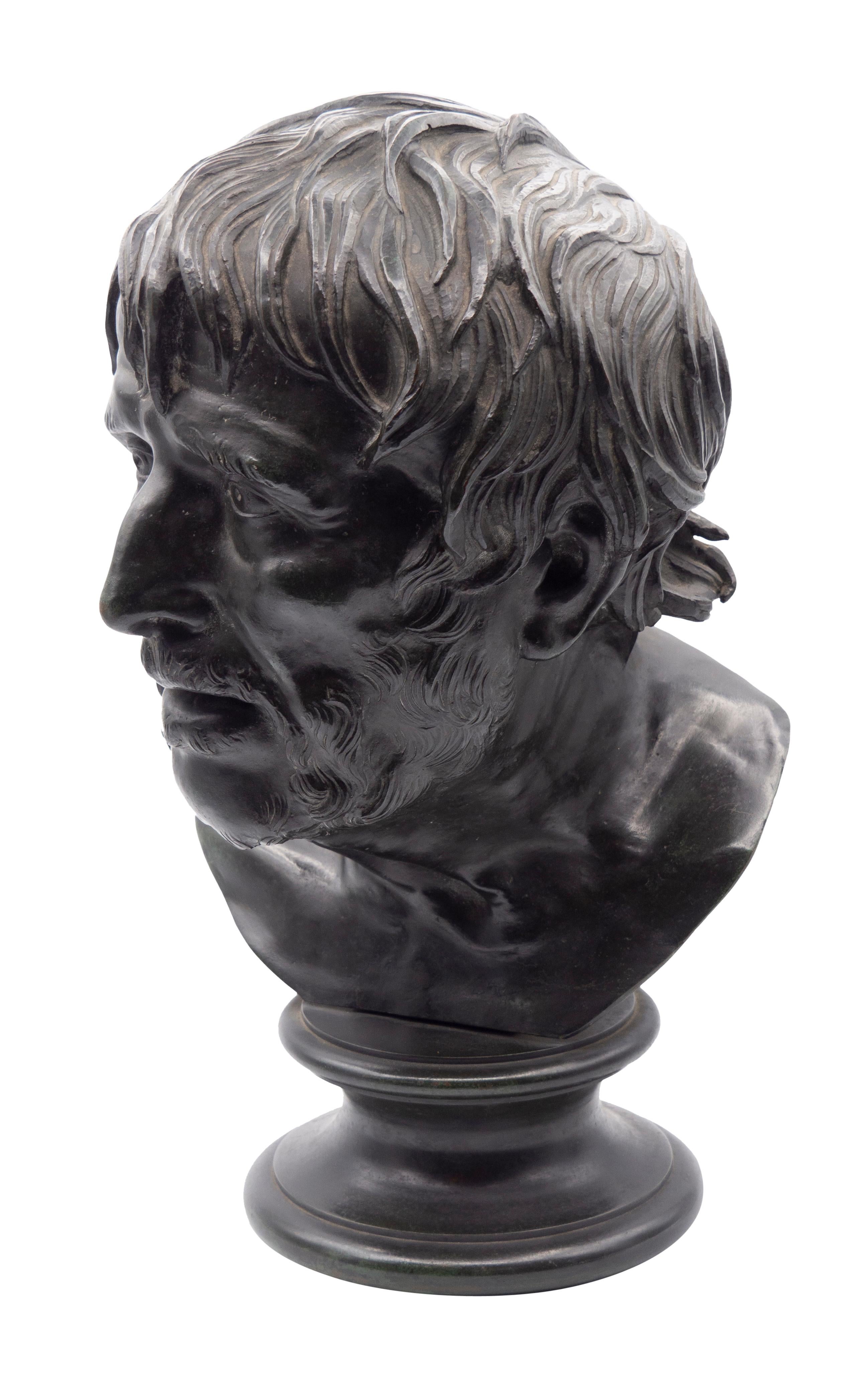 Late 19th Century Grand Tour Bronze Bust of Seneca For Sale