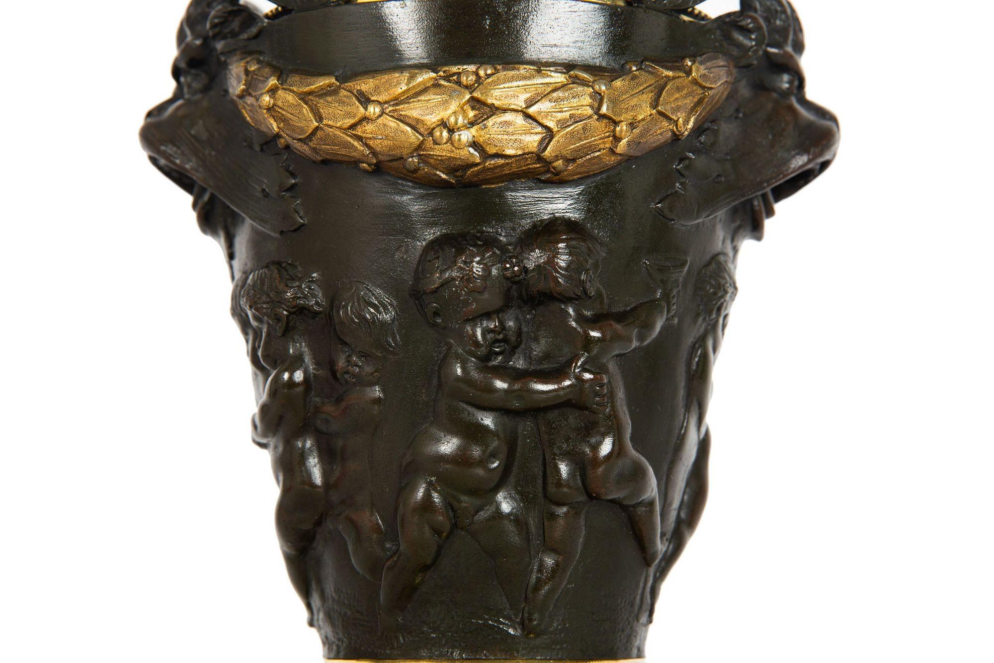 Grand Tour Bronze Cassolette Urn Vase after Claude Michel Clodion c. 1870 For Sale 3