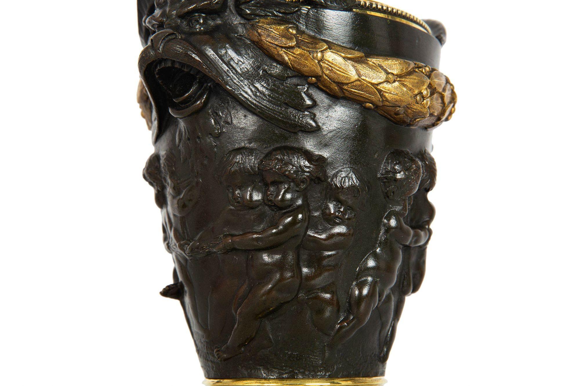 Grand Tour Bronze Cassolette Urn Vase after Claude Michel Clodion c. 1870 For Sale 4