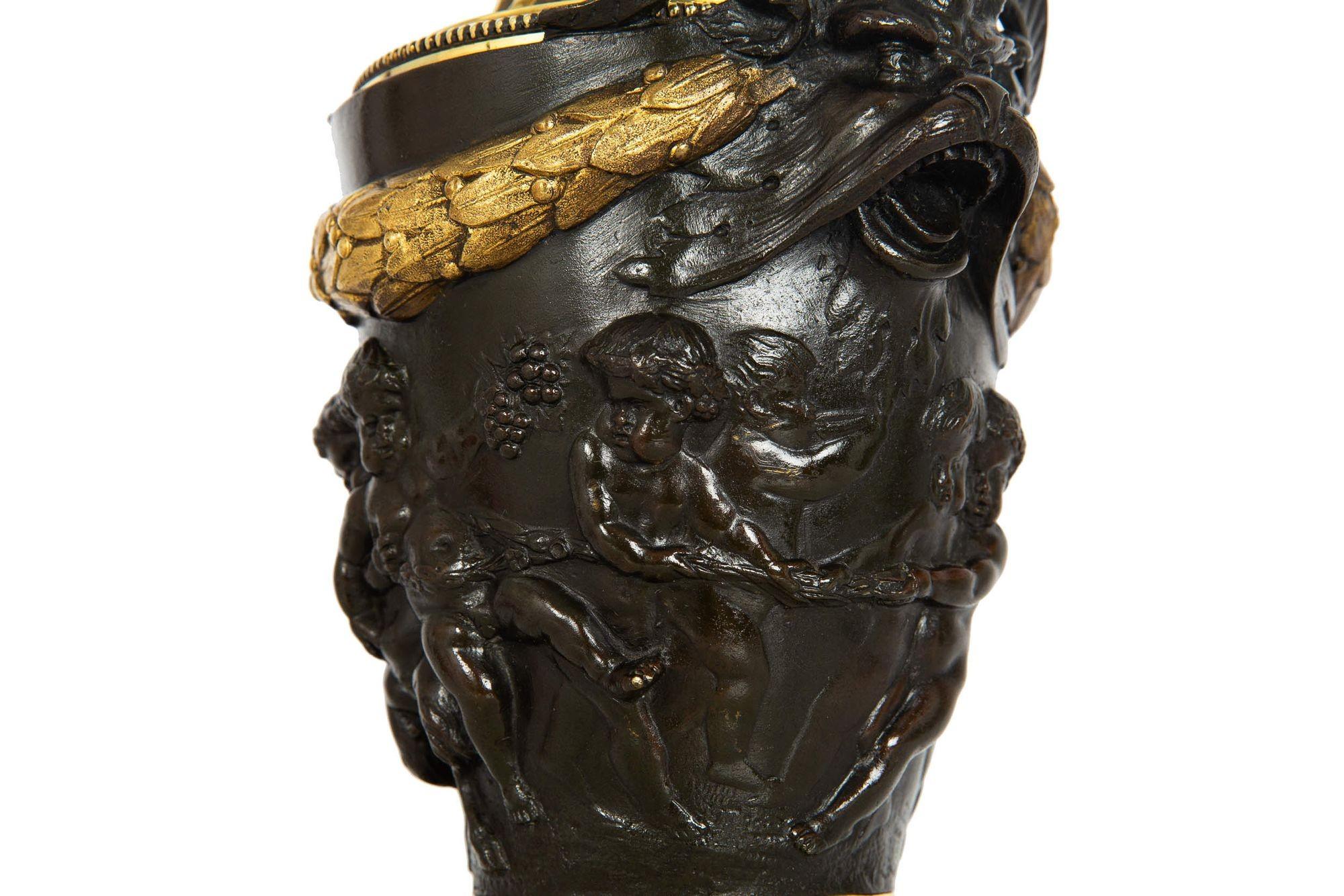Grand Tour Bronze Cassolette Urn Vase after Claude Michel Clodion c. 1870 For Sale 5