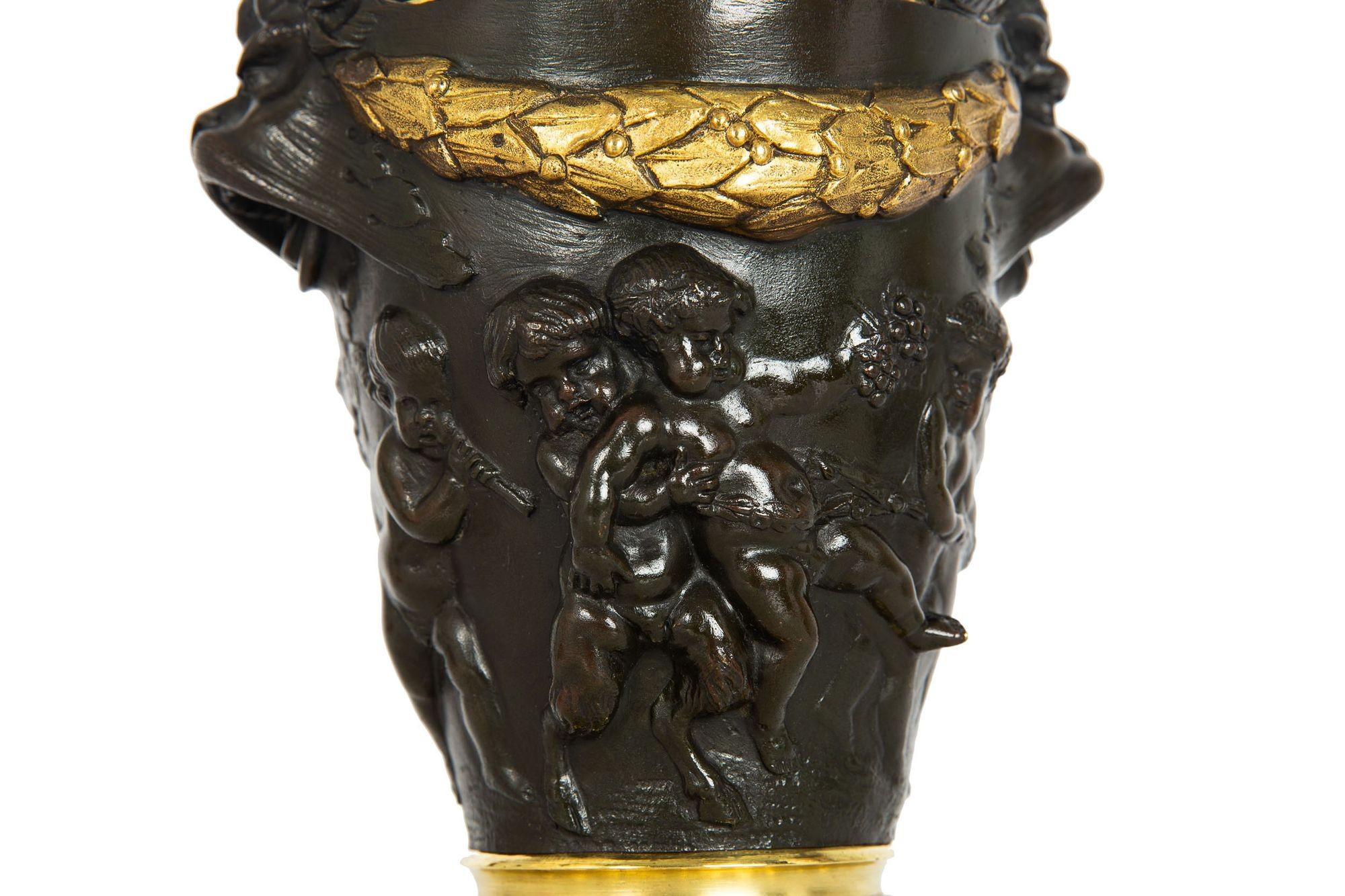 Grand Tour Bronze Cassolette Urn Vase after Claude Michel Clodion c. 1870 For Sale 6