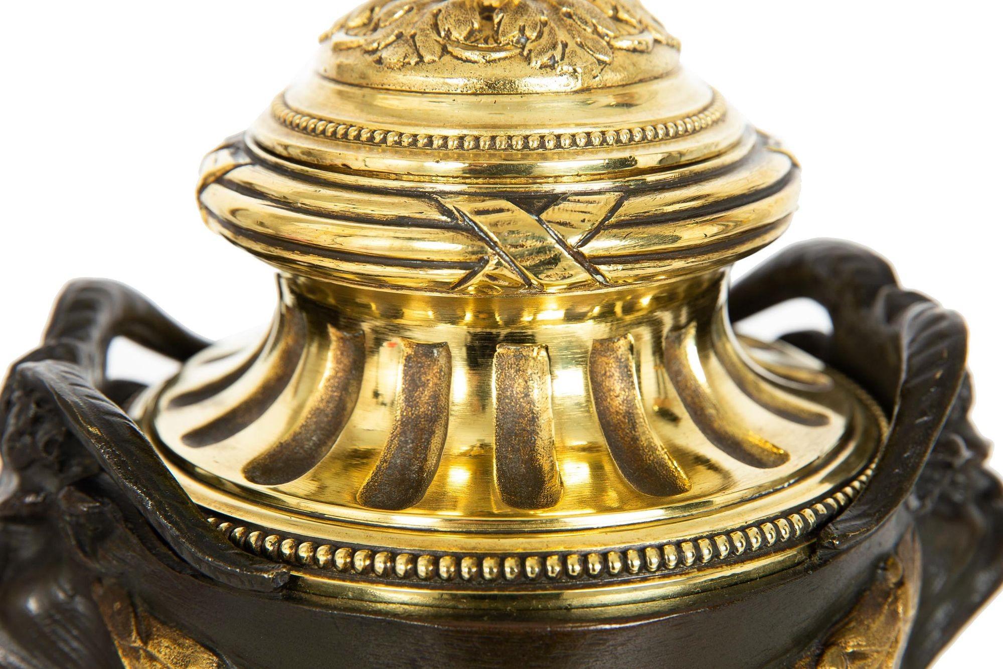 Brass Grand Tour Bronze Cassolette Urn Vase after Claude Michel Clodion c. 1870 For Sale