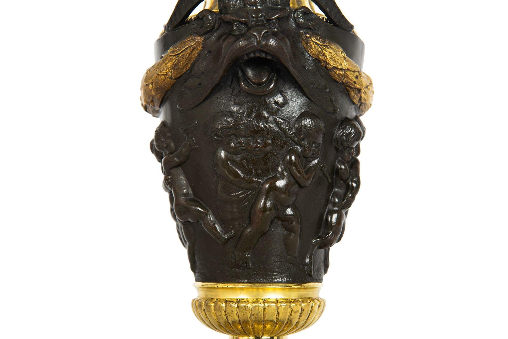 Grand Tour Bronze Cassolette Urn Vase after Claude Michel Clodion c. 1870 For Sale 2