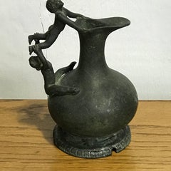 Grand Tour Bronze Figural Ewer and Stand, after the Roman Antique