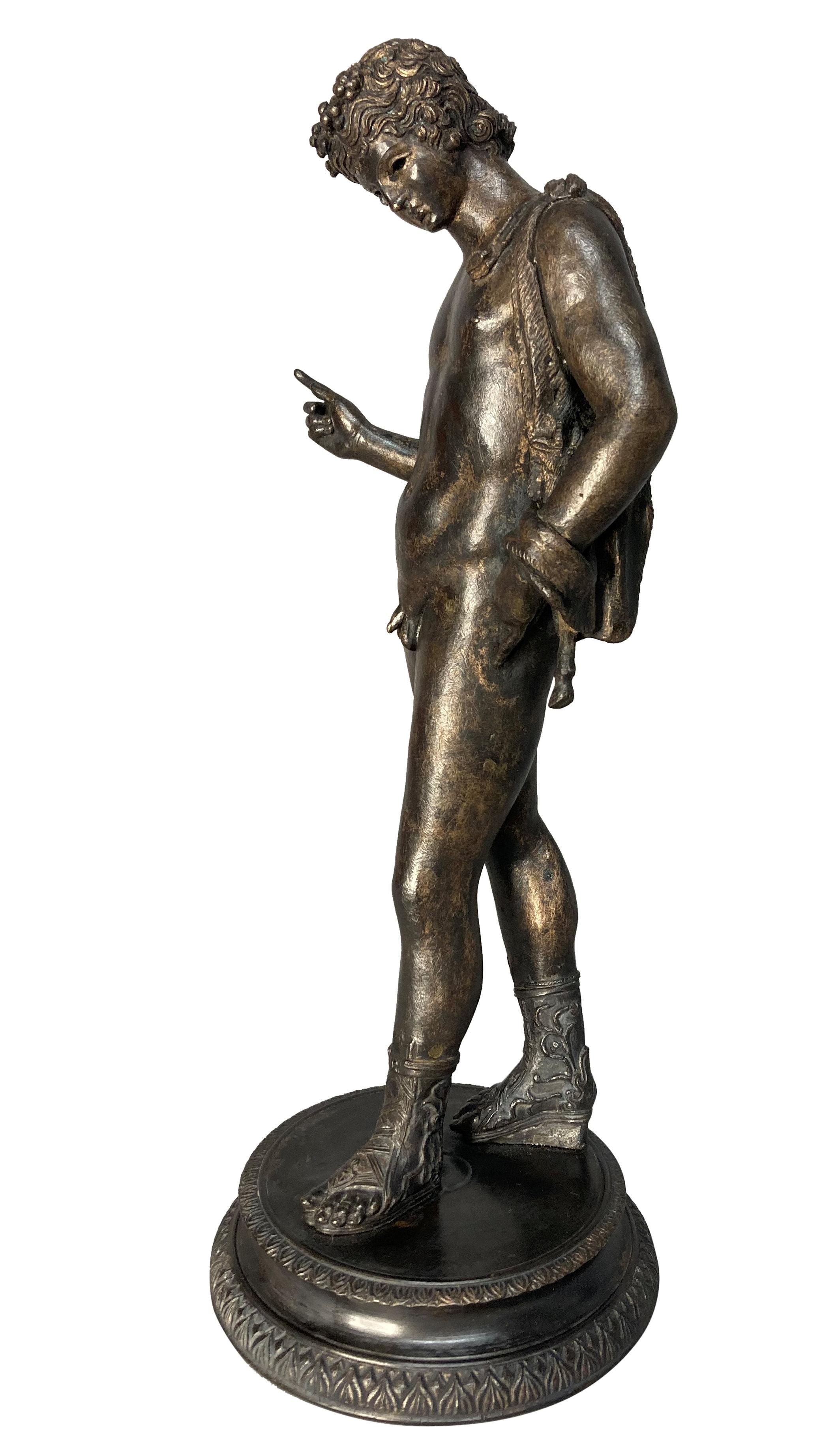 An English Grand Tour bronze figure of Narcissus, with very fine detailing.