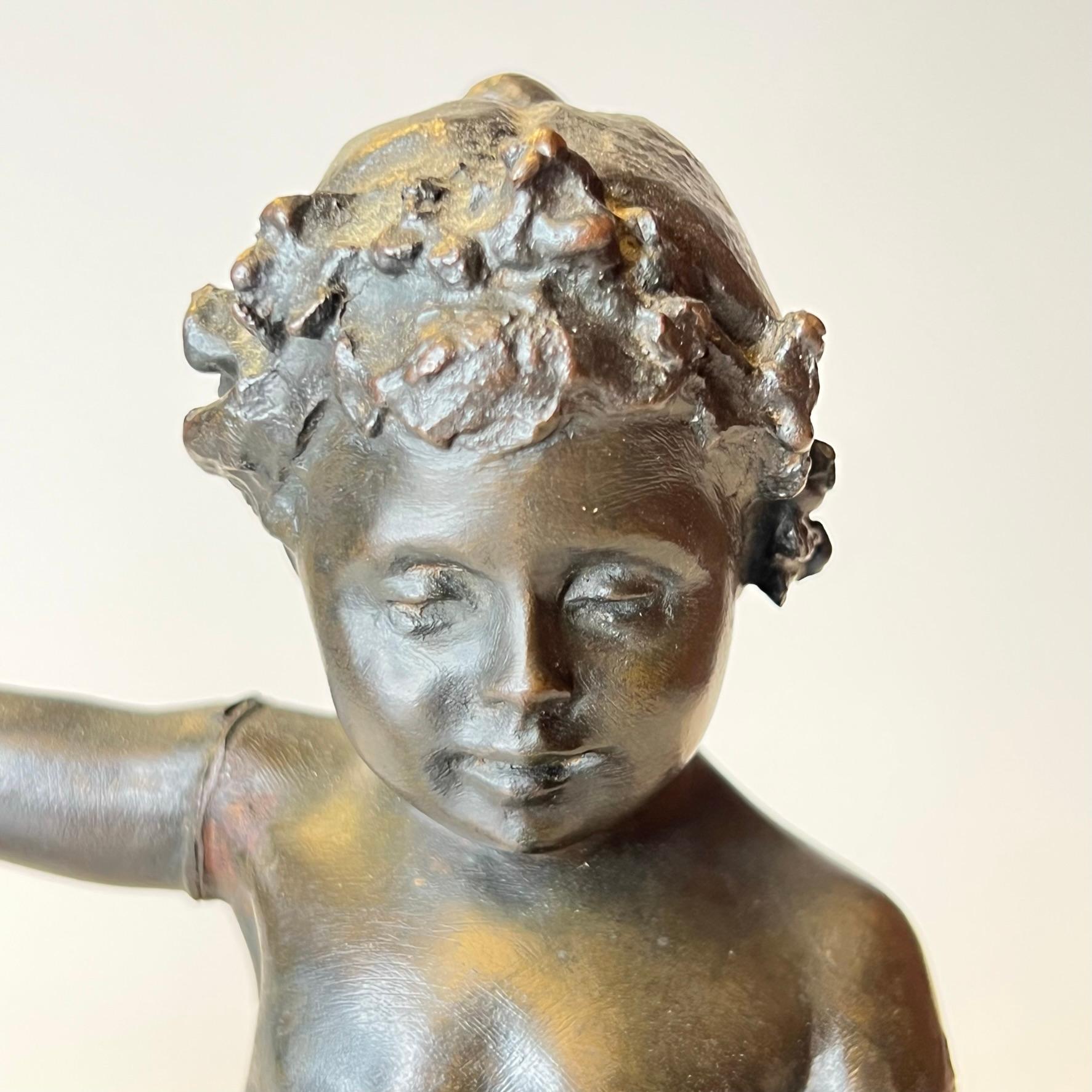 Grand Tour Bronze Figurines of Boy and Girl For Sale 5