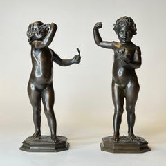 Grand Tour Bronze Figurines of Boy and Girl