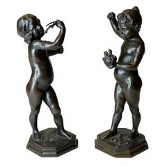 Figurine in bronzo Grand Tour di ragazzo e ragazza