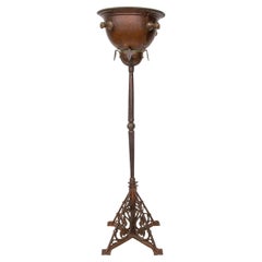 Antique Grand Tour Bronze Jardiniere on Wrought Iron Stand