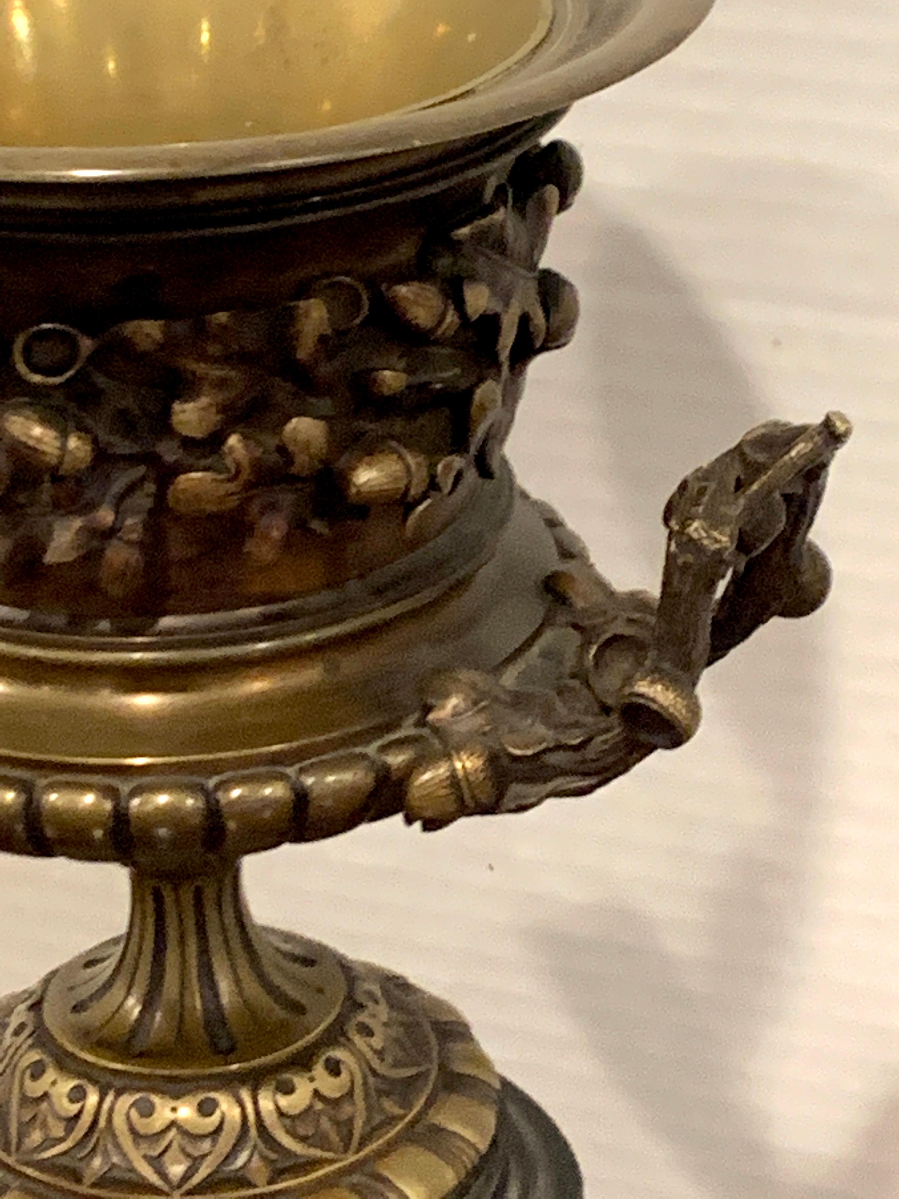 Grand Tour Bronze and Marble Acorn Motif Urn, Attributed to Barbedienne In Good Condition For Sale In Atlanta, GA