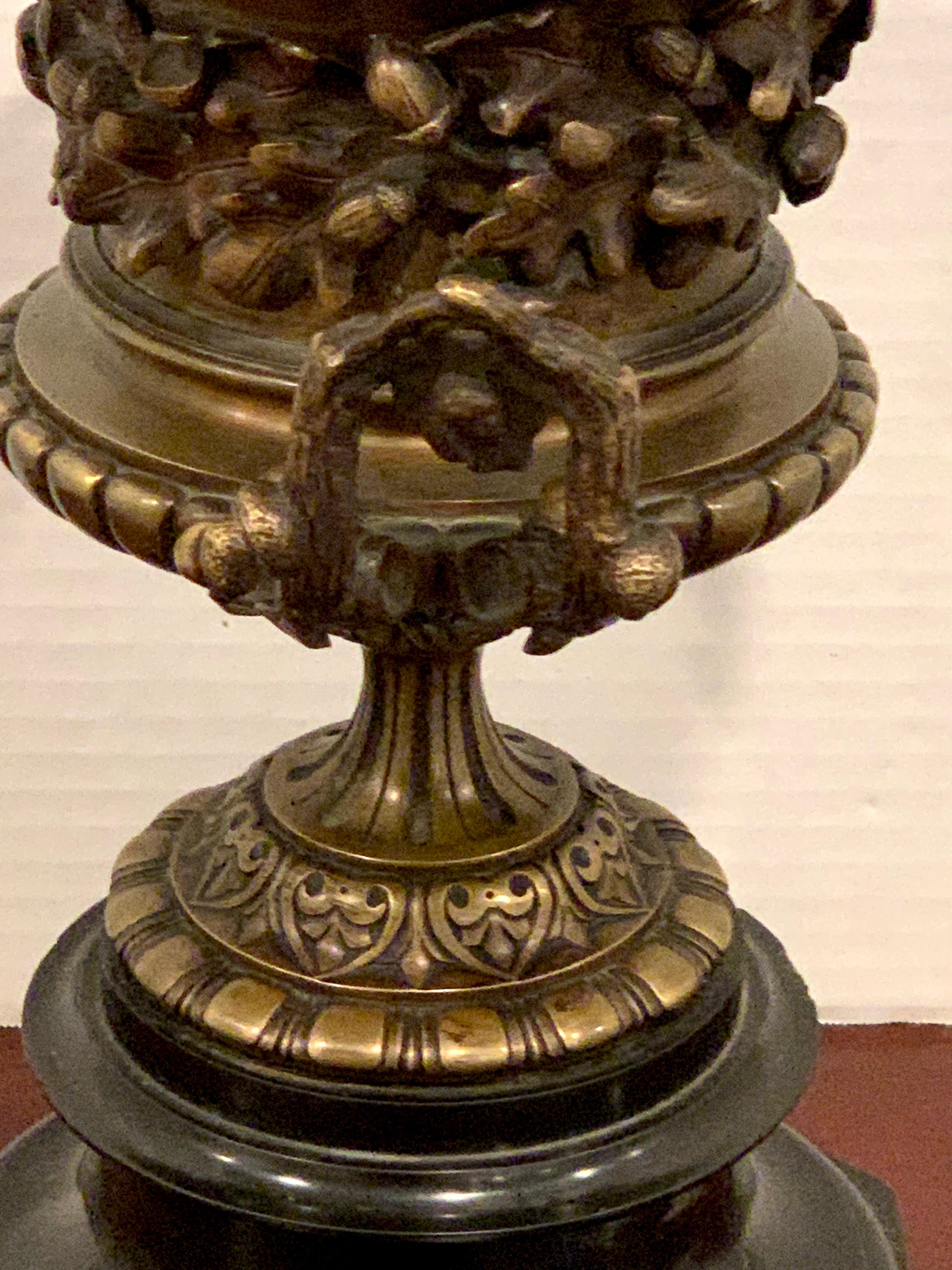 Grand Tour Bronze and Marble Acorn Motif Urn, Attributed to Barbedienne For Sale 4