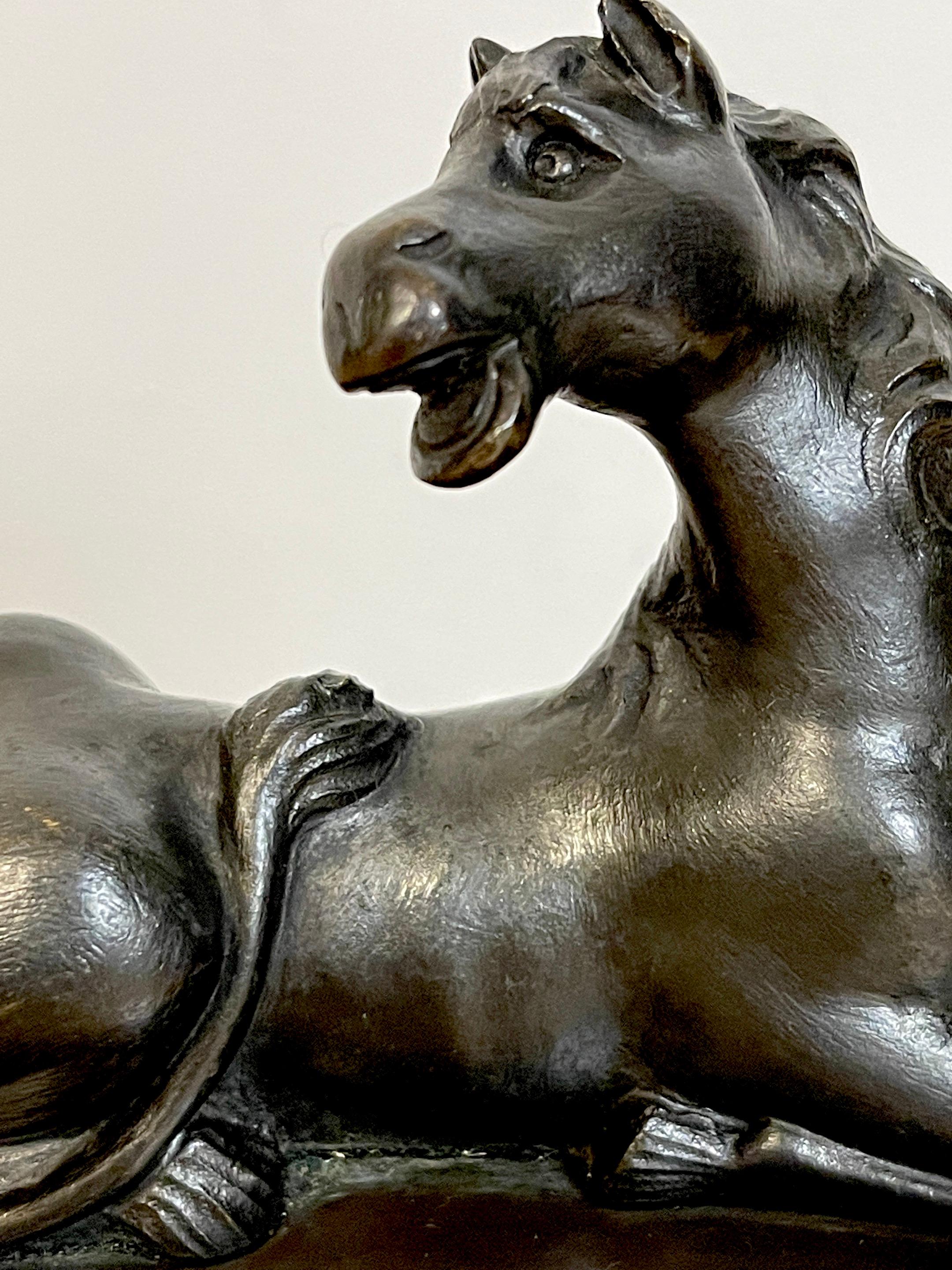 Grand Tour Bronze Model of a Recumbent Horse In Good Condition For Sale In West Palm Beach, FL
