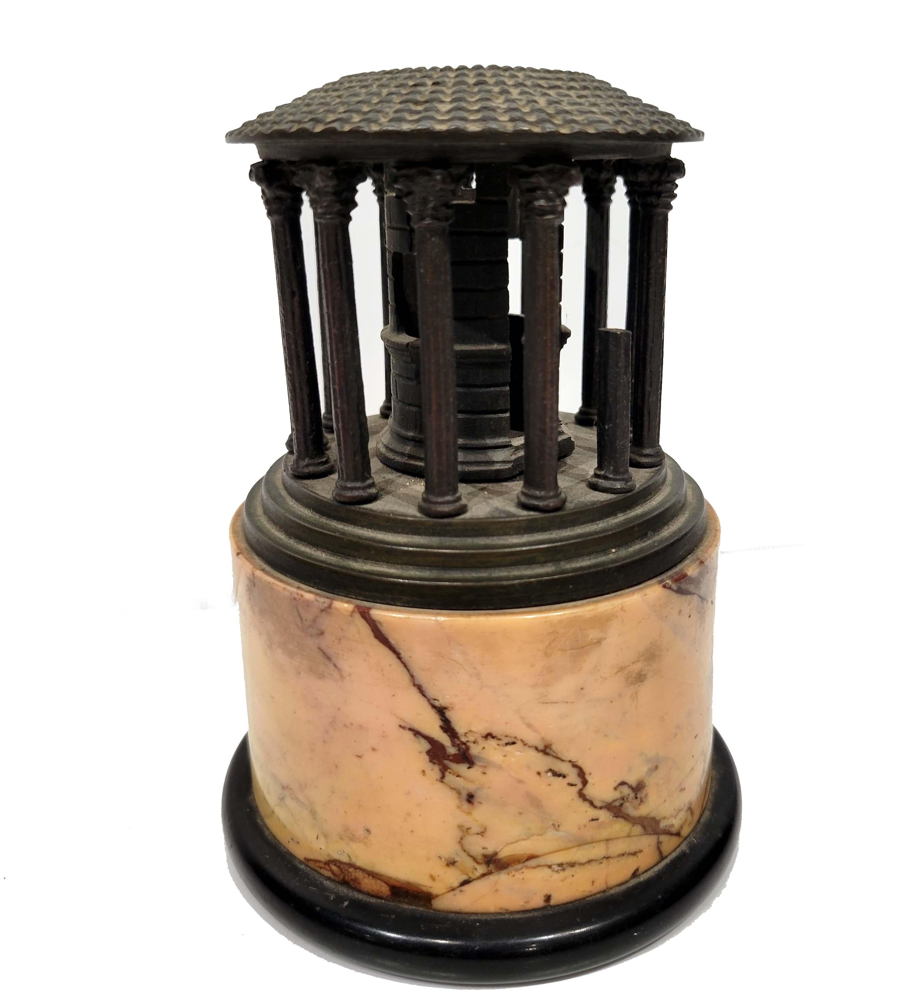 Italian Grand Tour Bronze Model of Temple Vesta Mounted on a Marble Base